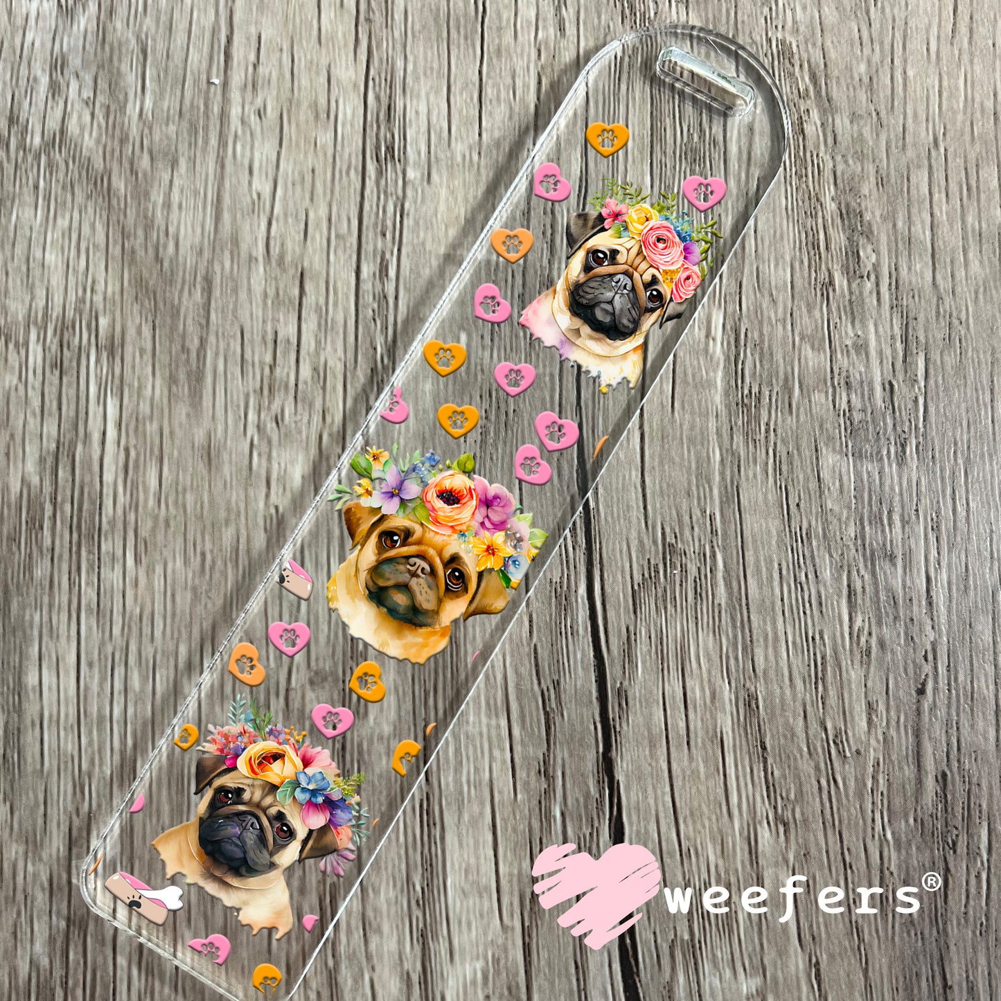 Floral Pugs UV DTF Cup Wrap Bookmark Weefers