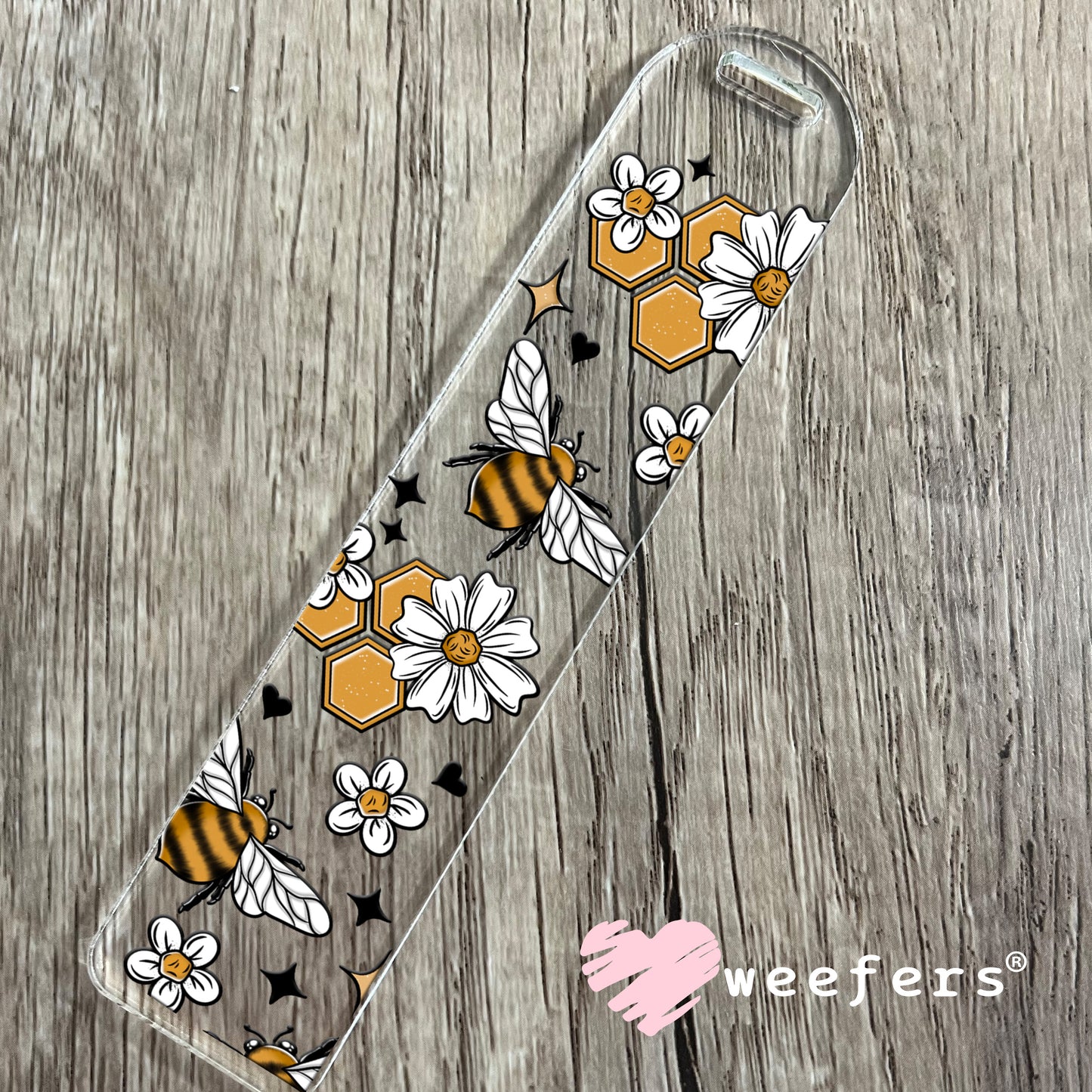 Honey Comb Bees and Flowers UV DTF Cup Wrap Bookmark Weefers