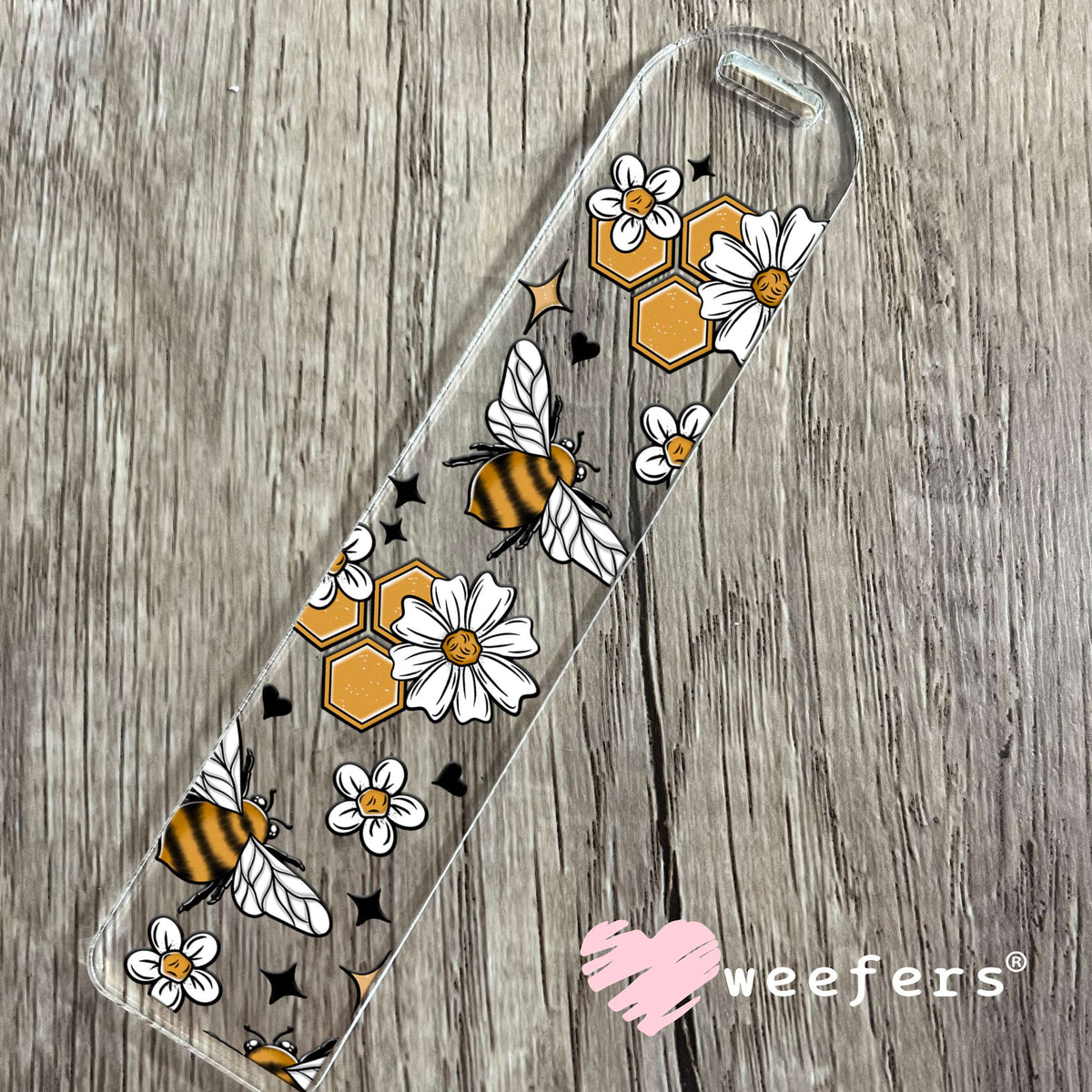 Honey Comb Bees and Flowers UV DTF Cup Wrap Bookmark Weefers
