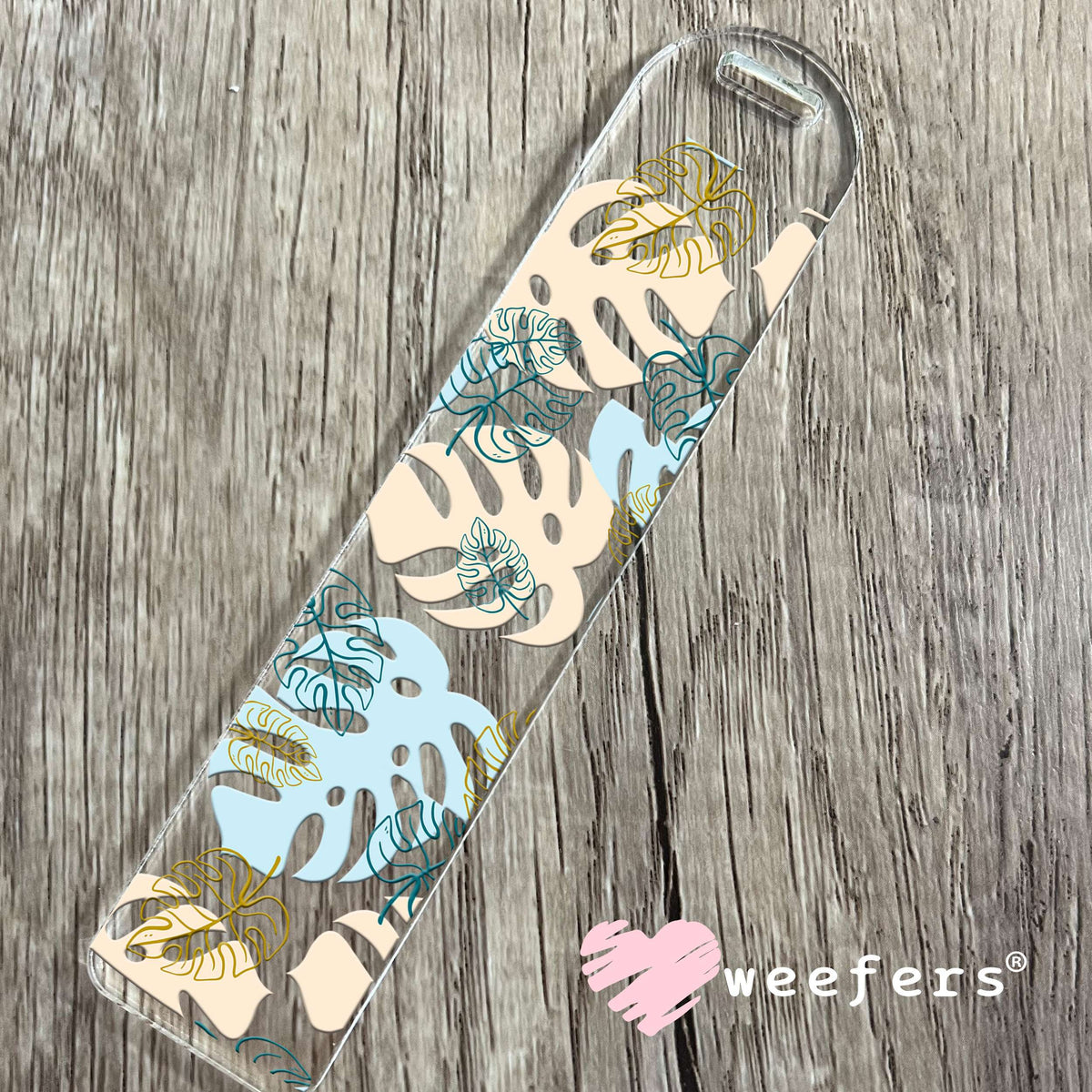 Monstera Blue Cream UV DTF Cup Wrap Bookmark Weefers