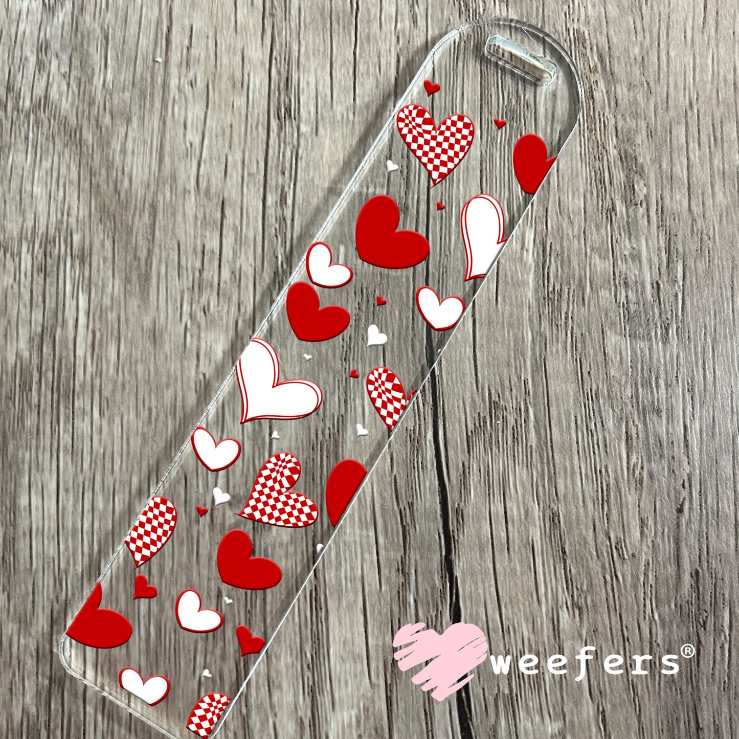 Valentine Red Hearts UV DTF Cup Wrap Bookmark Weefers