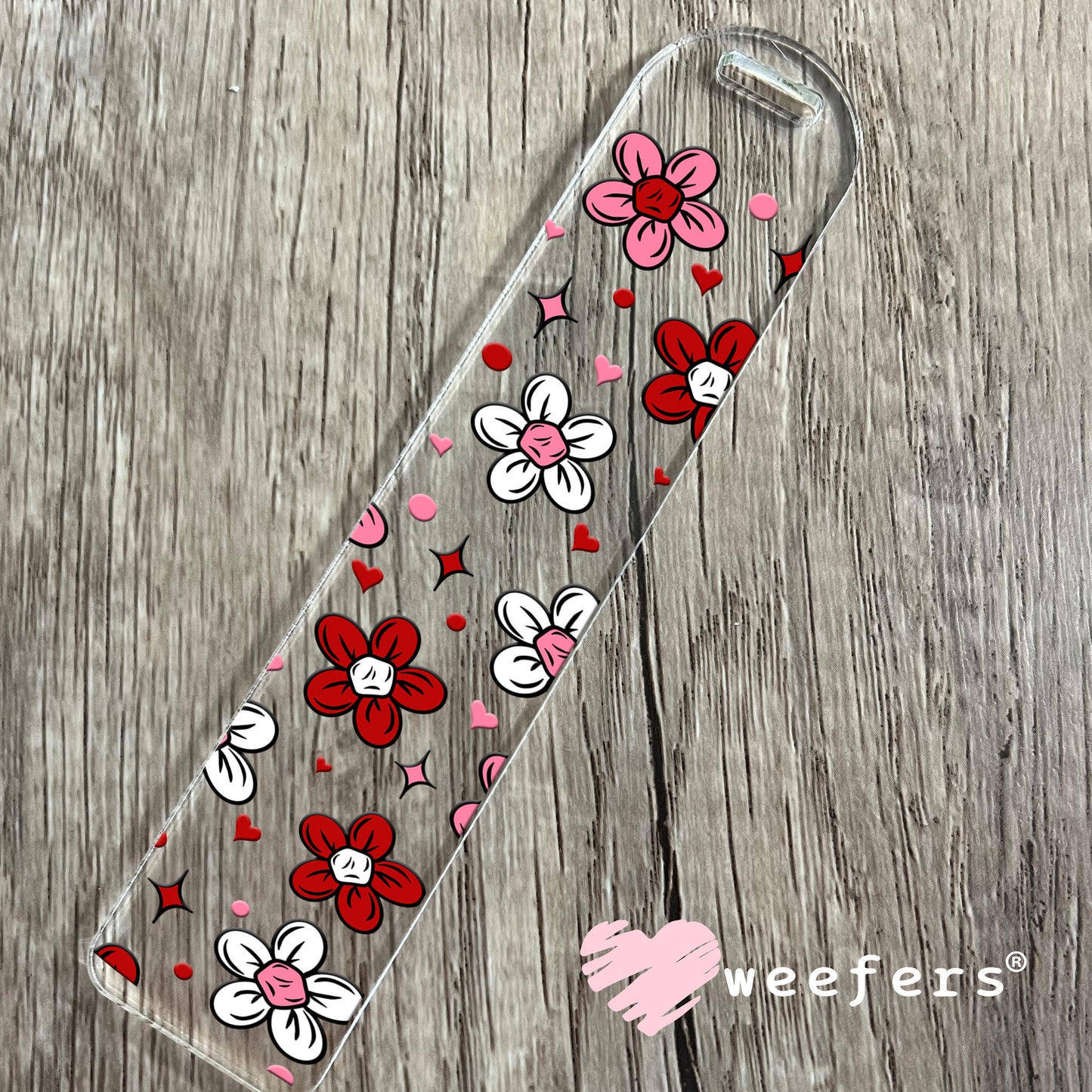 Pink and Red Flowers UV DTF Cup Wrap Bookmark Weefers