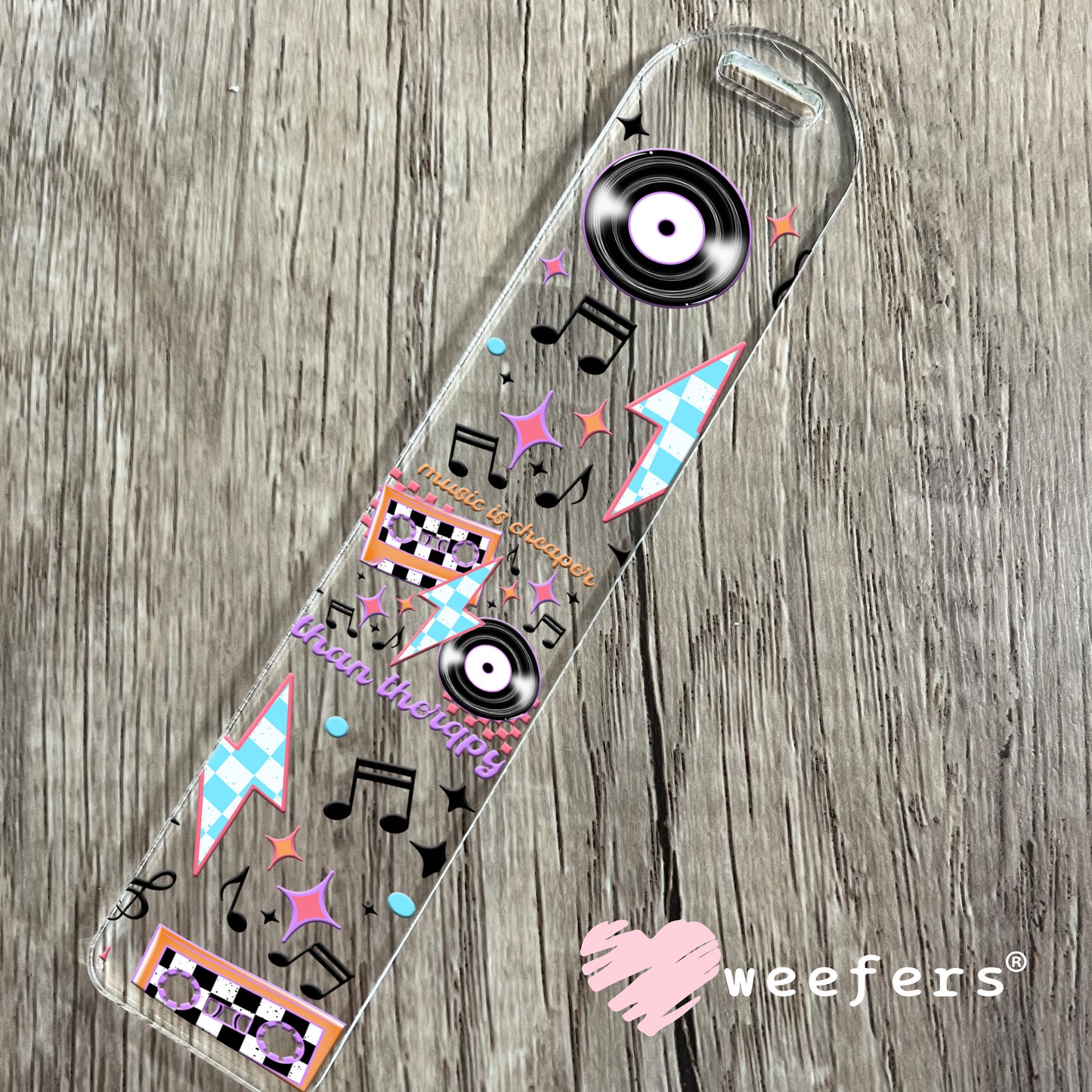 Music is Cheaper than Therapy UV DTF Cup Wrap Bookmark Weefers