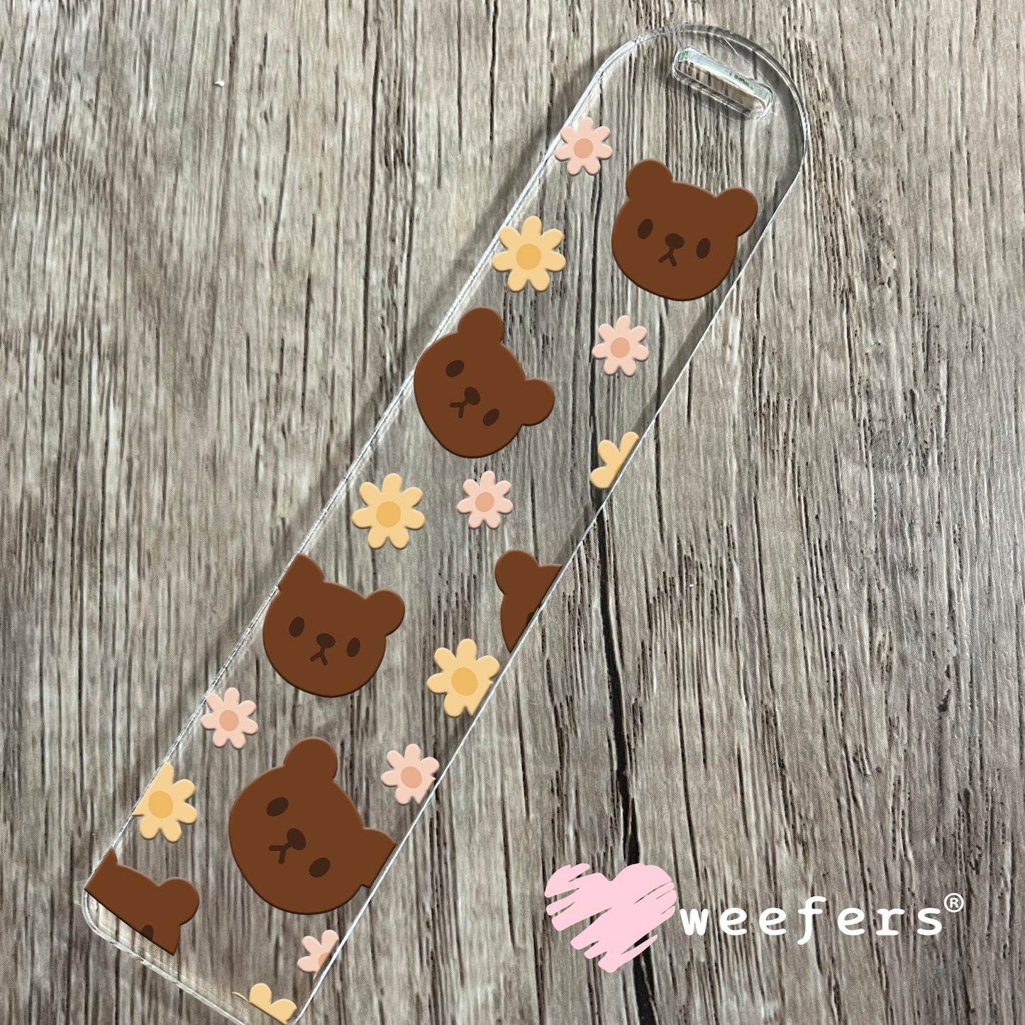 Teddy Bear Faces and Flowers UV DTF Cup Wrap Bookmark Weefers