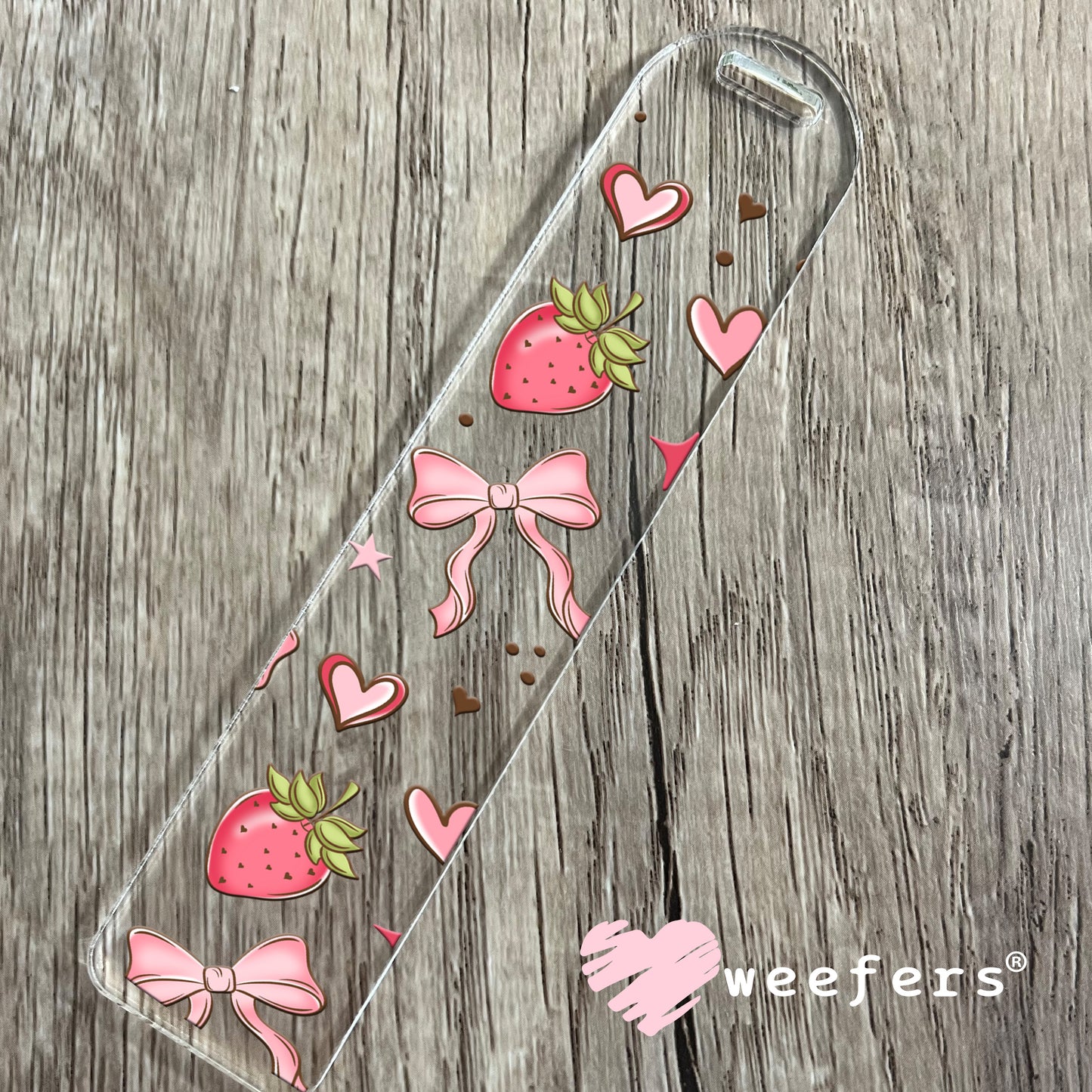 Strawberry Pink Bow Vibes UV DTF Cup Wrap Bookmark Weefers