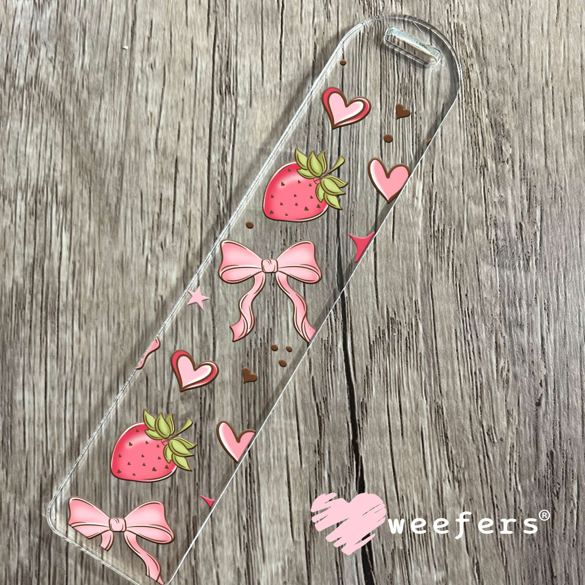 Strawberry Pink Bow Vibes UV DTF Cup Wrap Bookmark Weefers