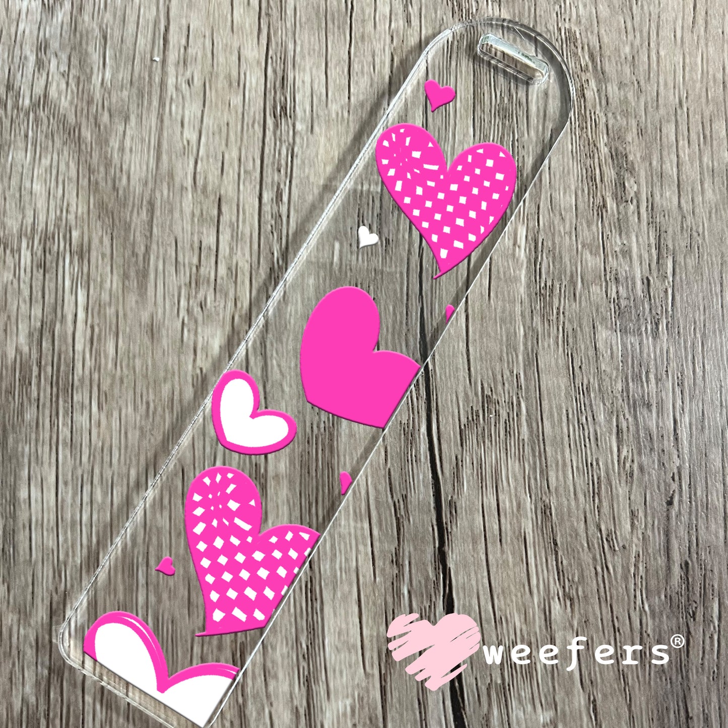 Magenta Hearts UV DTF Cup Wrap Bookmark Weefers