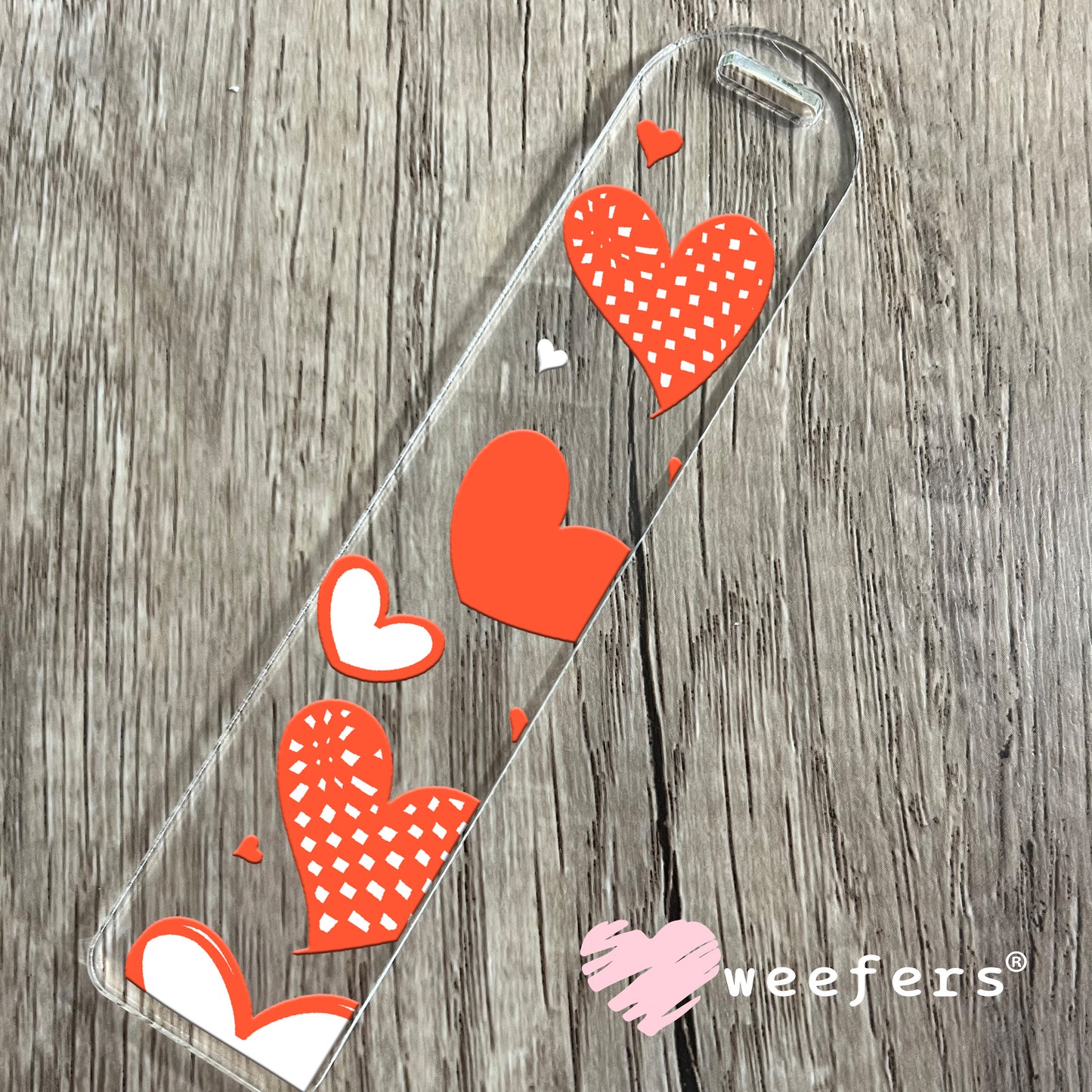 Orange Hearts UV DTF Cup Wrap Bookmark Weefers