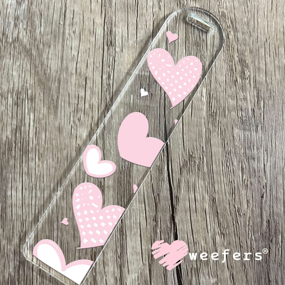 Light Pink Hearts UV DTF Cup Wrap Bookmark Weefers