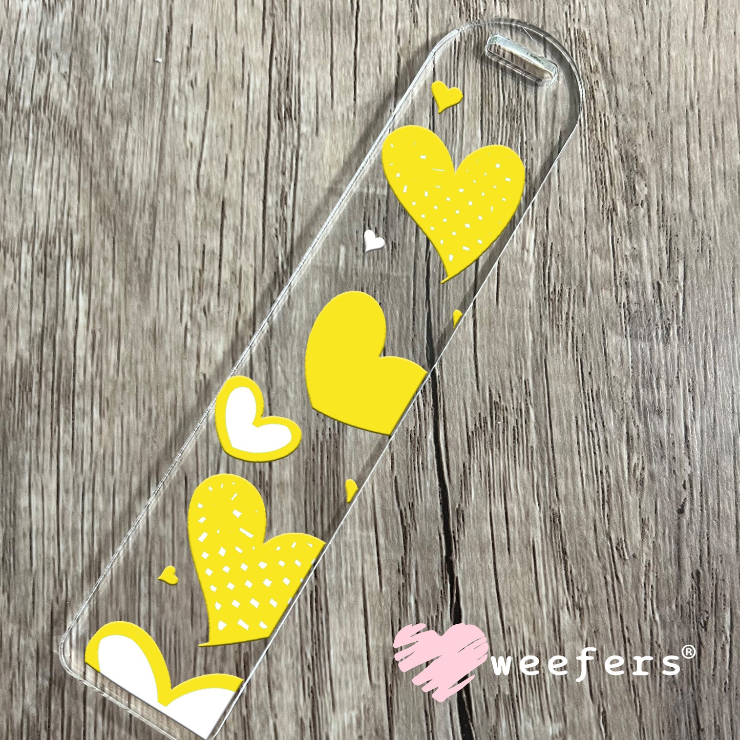 Yellow Hearts UV DTF Cup Wrap Bookmark Weefers