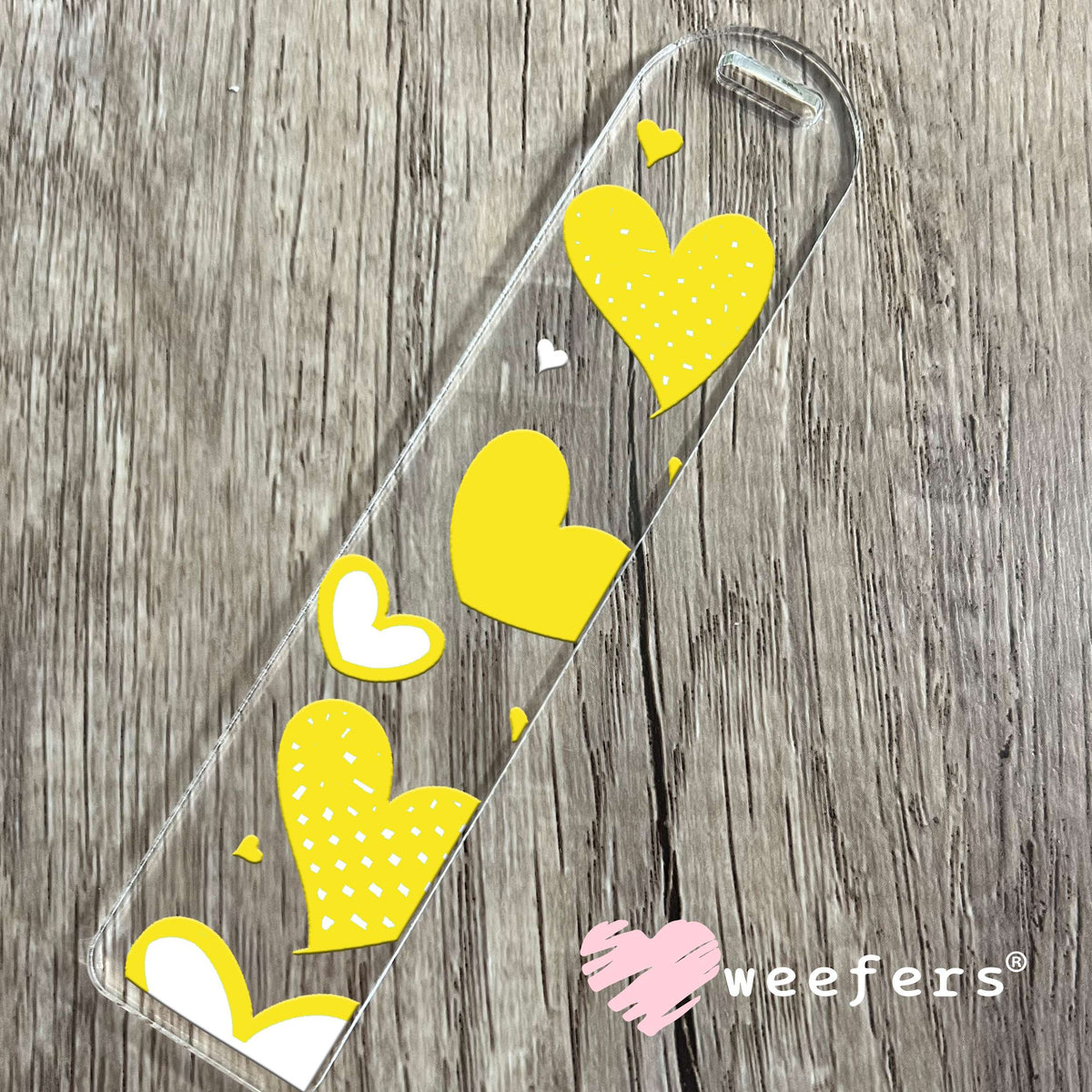 Yellow Hearts UV DTF Cup Wrap Bookmark Weefers