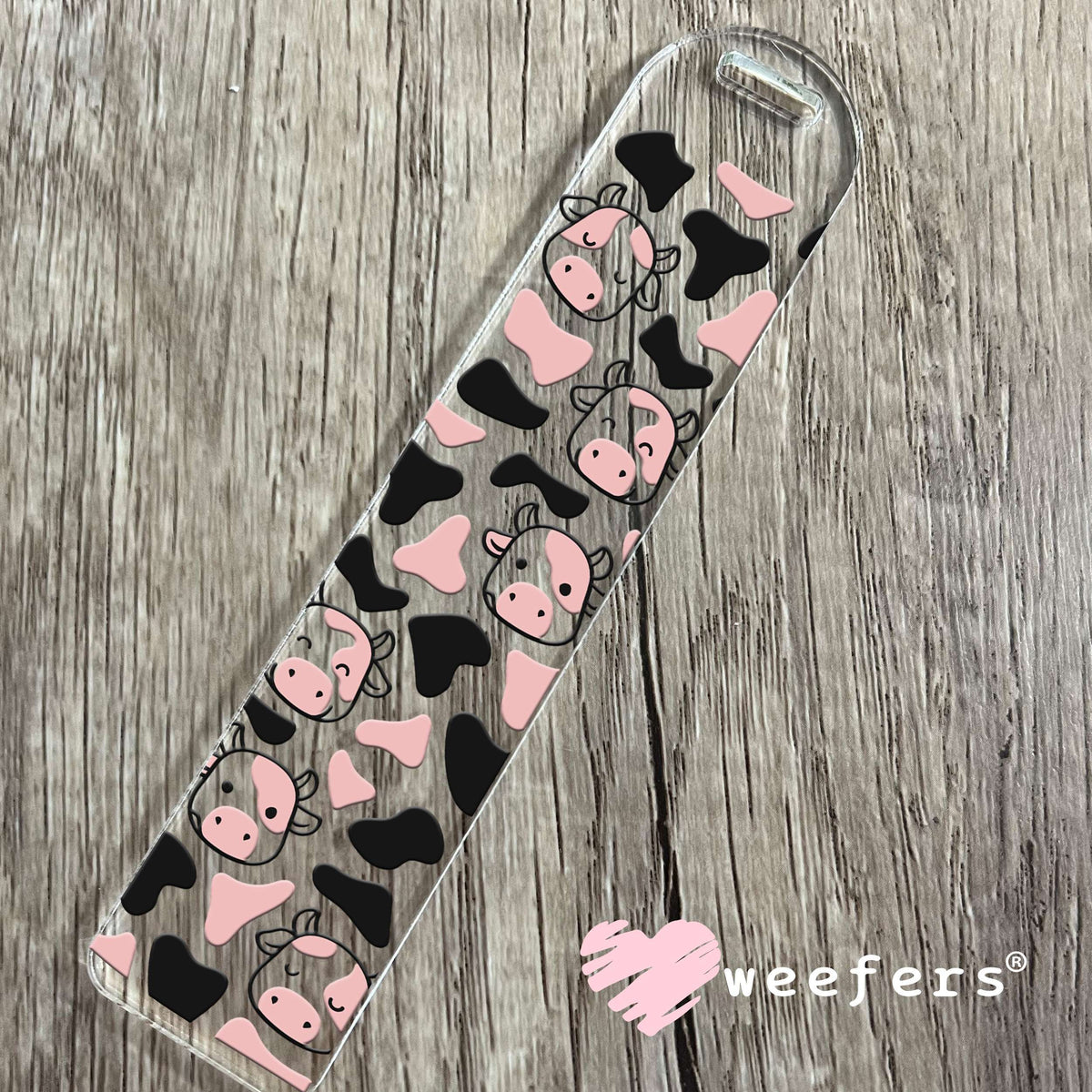 Pink and Black Cow Faces Print UV DTF Cup Wrap Bookmark Weefers