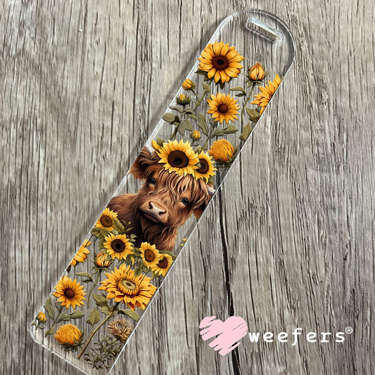 Sunflower Highlander Cow Western UV DTF Cup Wrap Bookmark Weefers