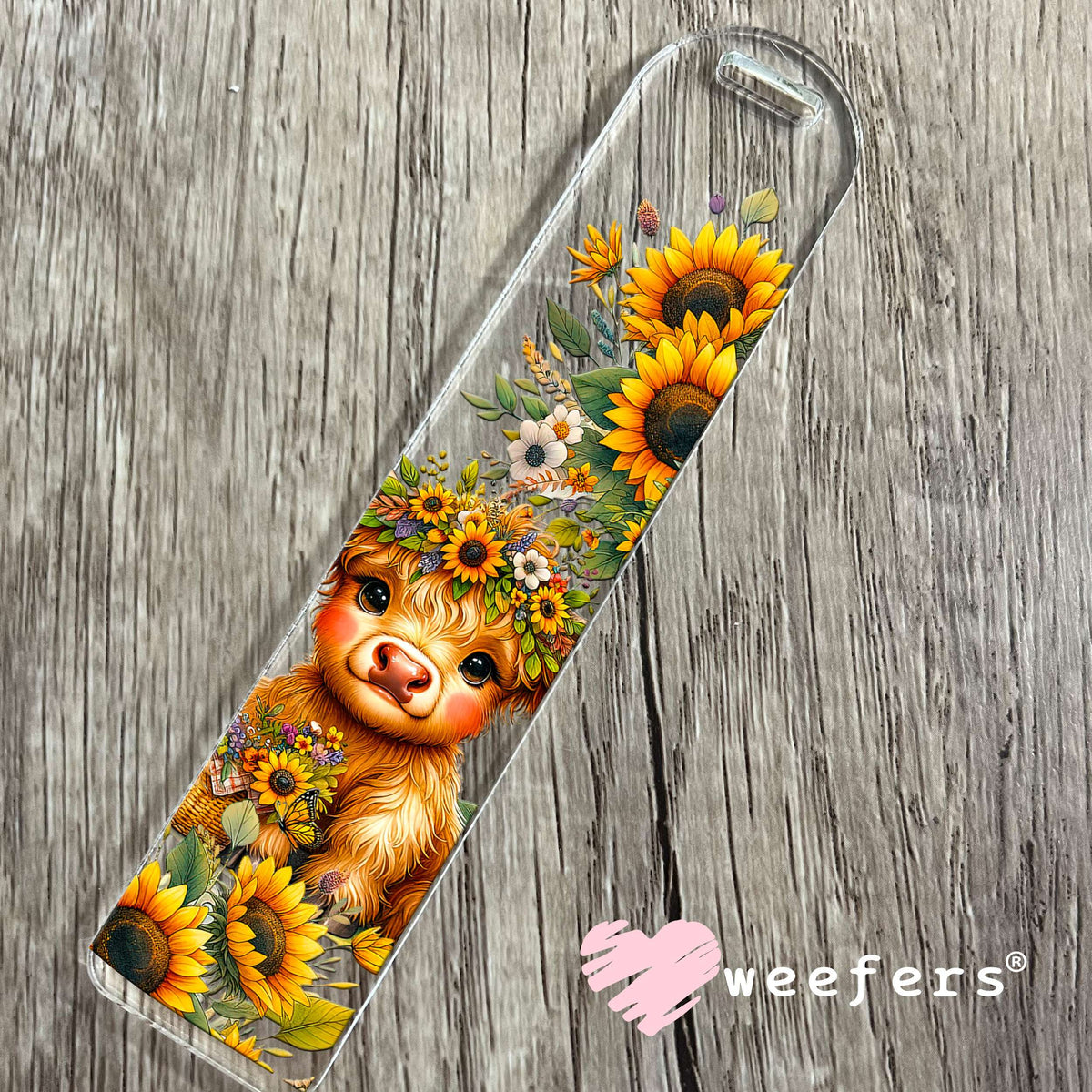Sunflower Baby Highlander Cow Western UV DTF Cup Wrap Bookmark Weefers