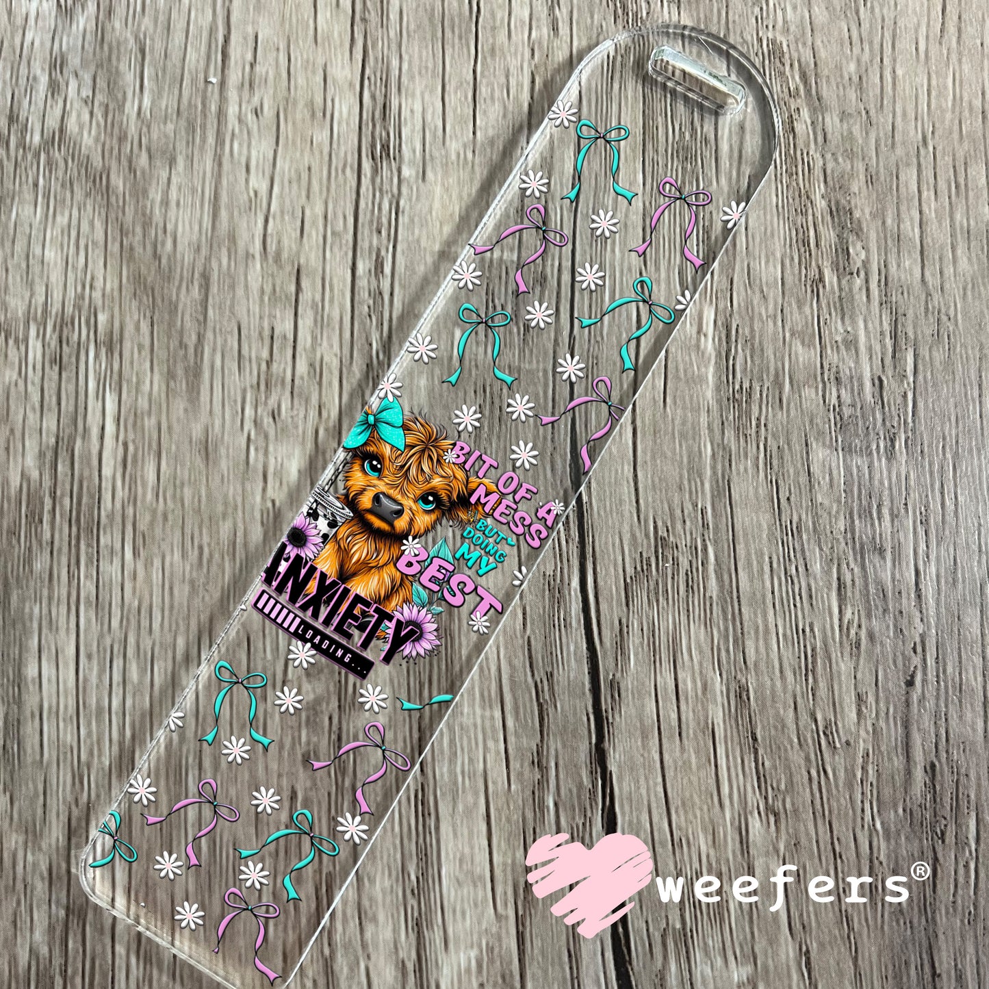 Bit of a Mess But Doing my Best Highlander Cow UV DTF Cup Wrap Bookmark Weefers