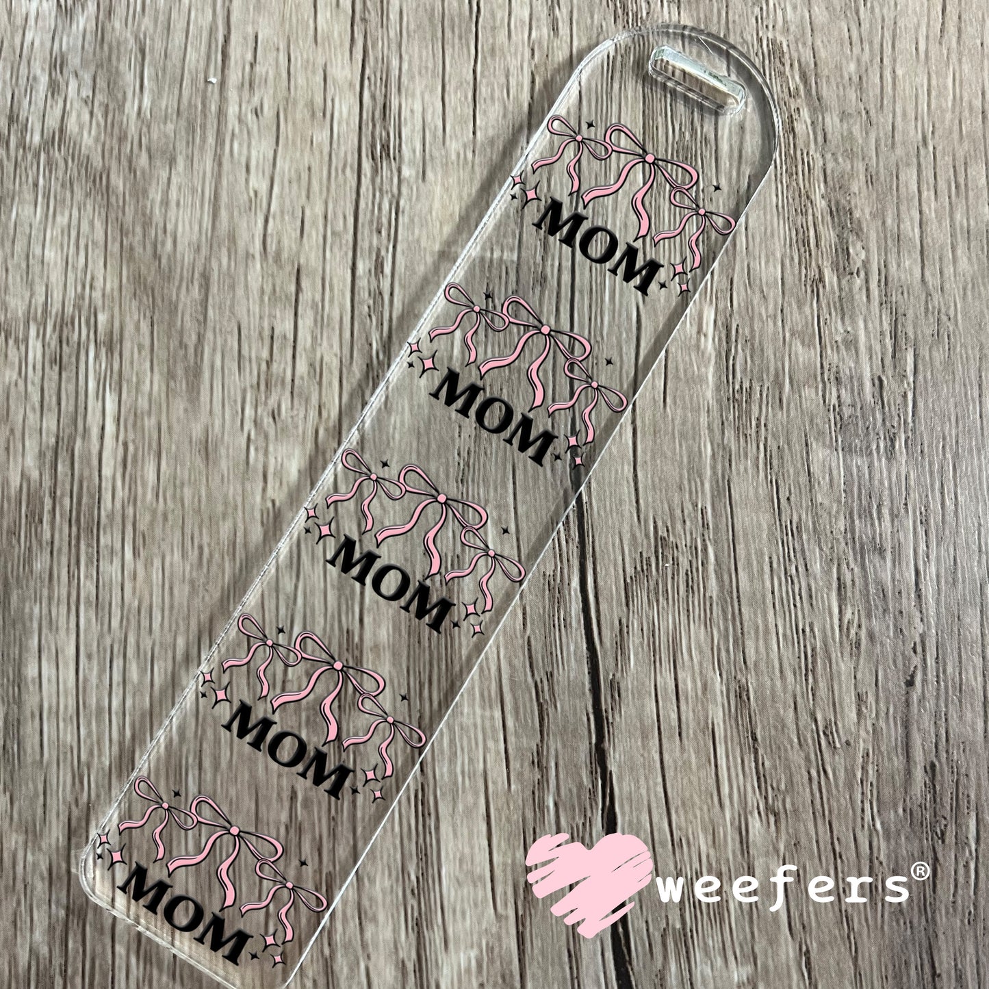 Mom Coquette Pink Bows UV DTF Decal Bookmark Weefers