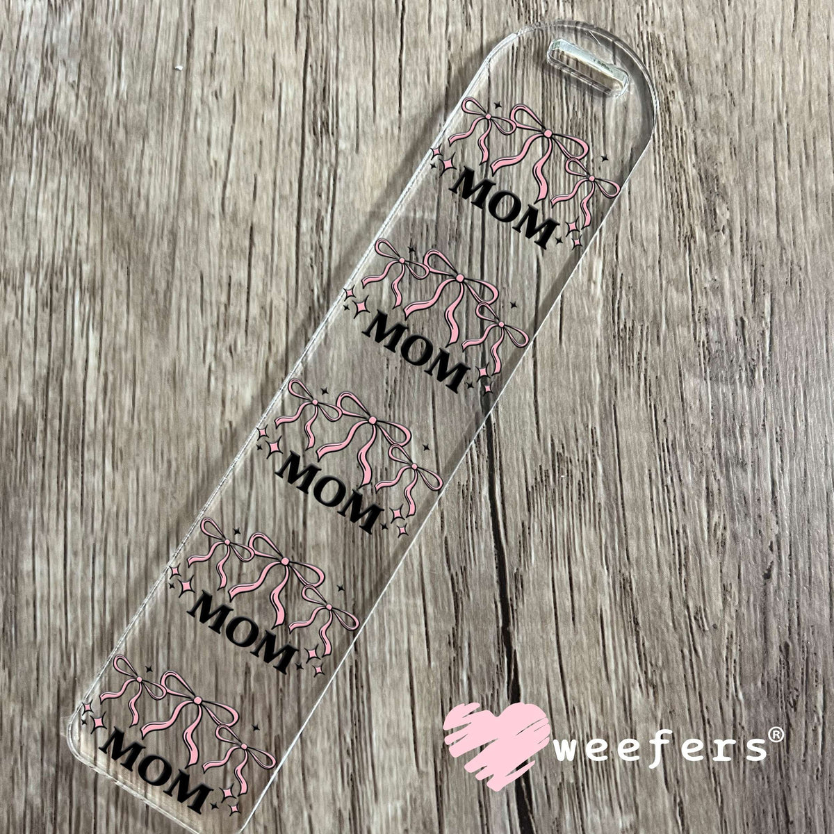 Mom Coquette Pink Bows UV DTF Decal Bookmark Weefers
