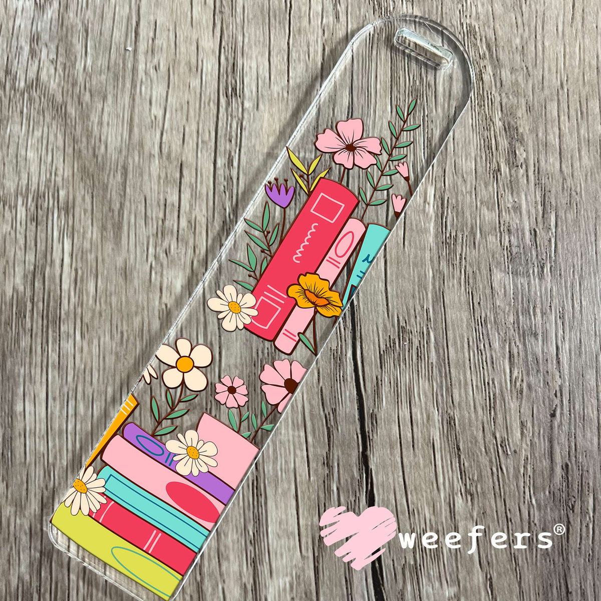 Book Lover Stacked Books UV DTF Cup Wrap Bookmark Weefers