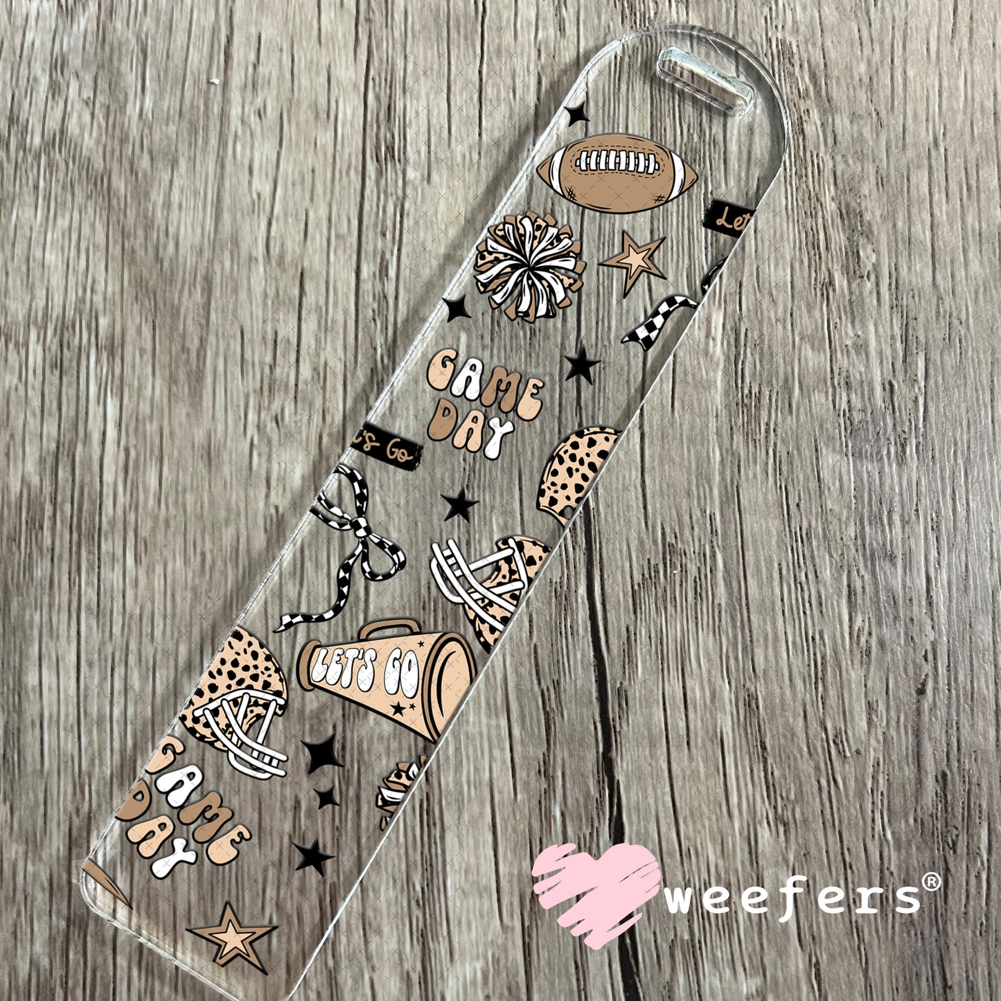 Lets Go Game Day Football Megaphone UV DTF Cup Wrap Bookmark Weefers