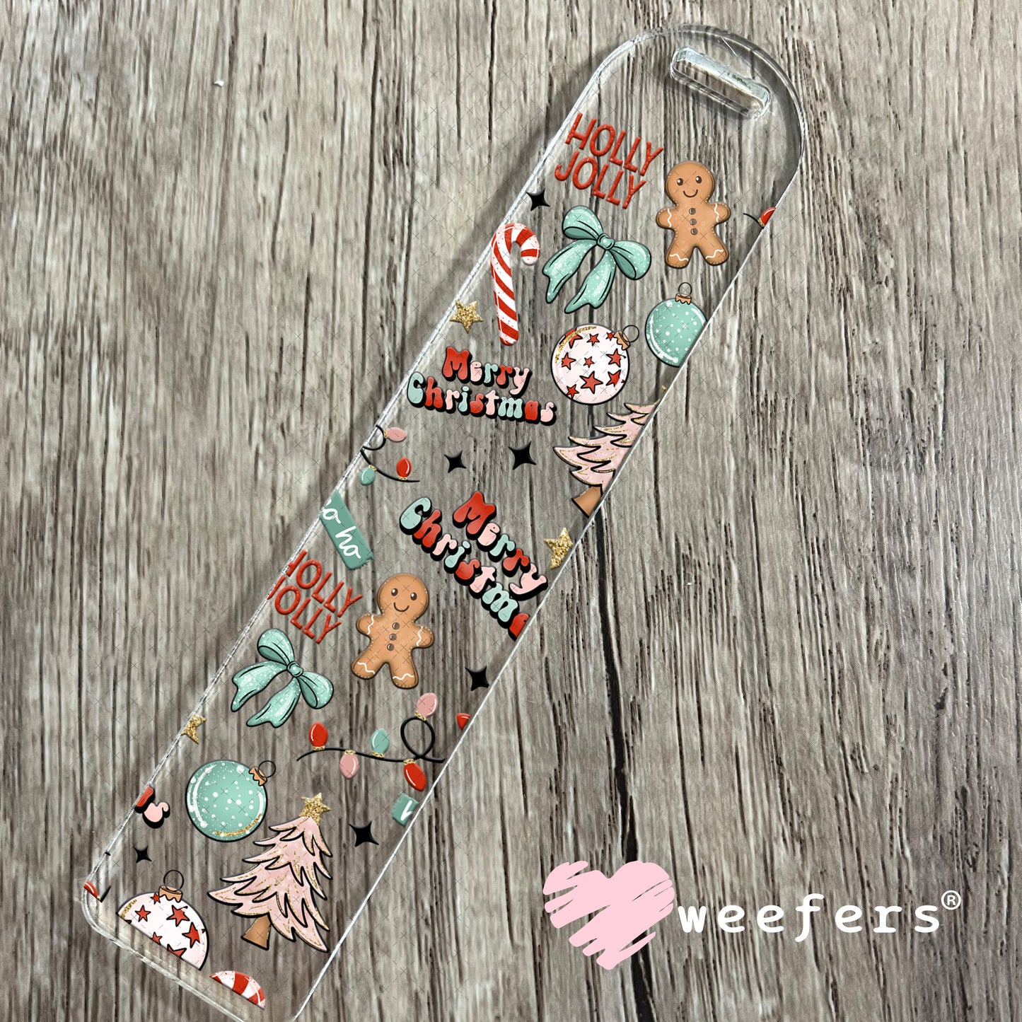 Merry Christmas Holly Jolly UV DTF Cup Wrap Bookmark Weefers