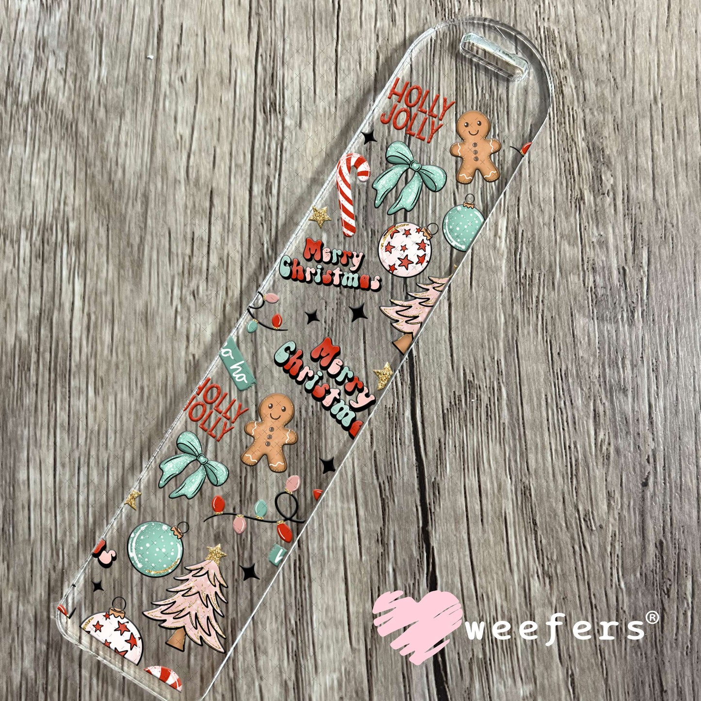 Merry Christmas Holly Jolly UV DTF Cup Wrap Bookmark Weefers