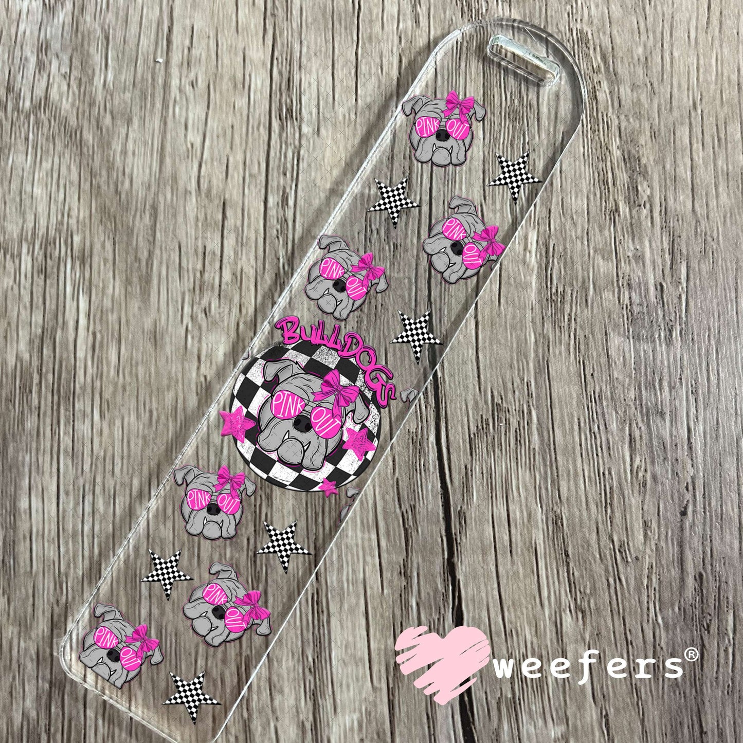 Bulldogs Pink Out Magenta UV DTF Cup Wrap - Weefers® Exclusive Bookmark Weefers