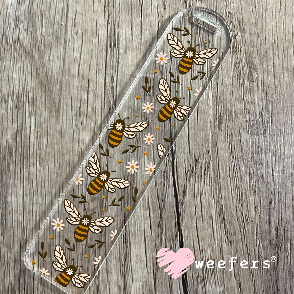 Brown Bees and Flowers UV DTF Cup Wrap Bookmark Weefers