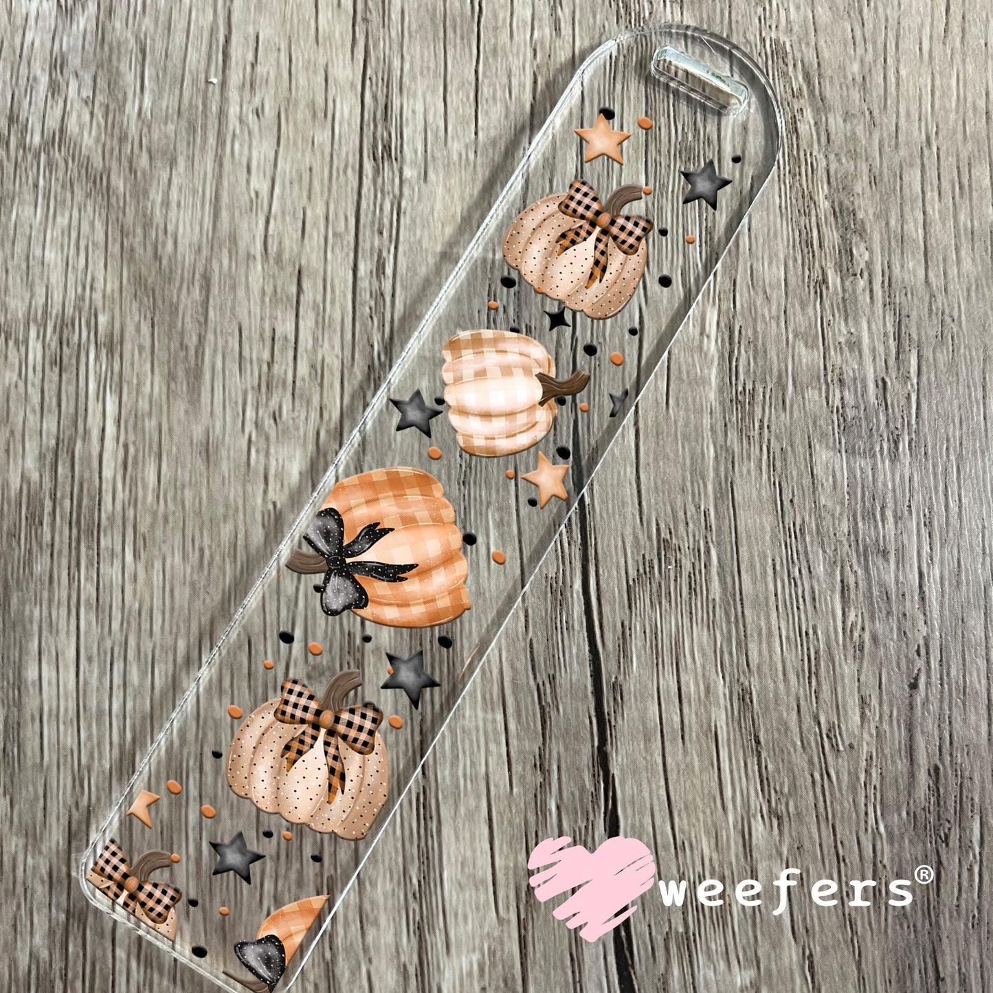 Watercolor Fall Plaid Pumpkins UV DTF Cup Wrap Bookmark Weefers