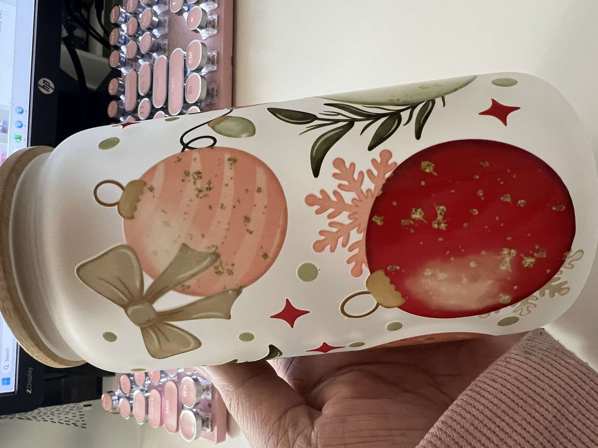 Christmas Watercolor Ornaments UV DTF Cup Wrap Weefers