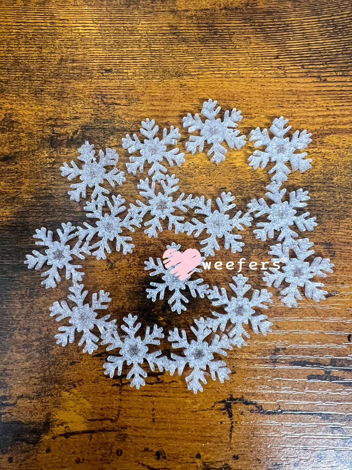 Silver Glitter Snowflake Flat Back Lid Charms (5-Pack)| Junk Journals