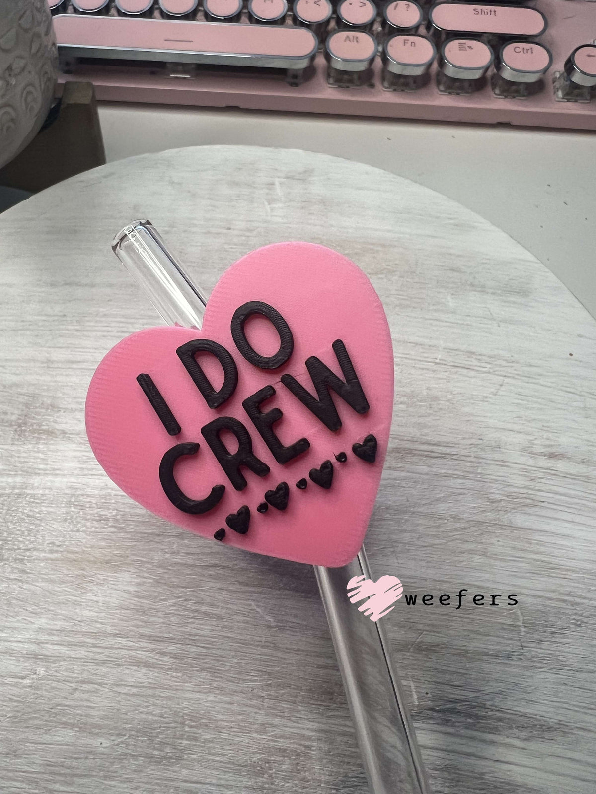 I Do Crew Bridesmaid Proposal Straw Topper Buddy Passion Pink and Blak Weefers