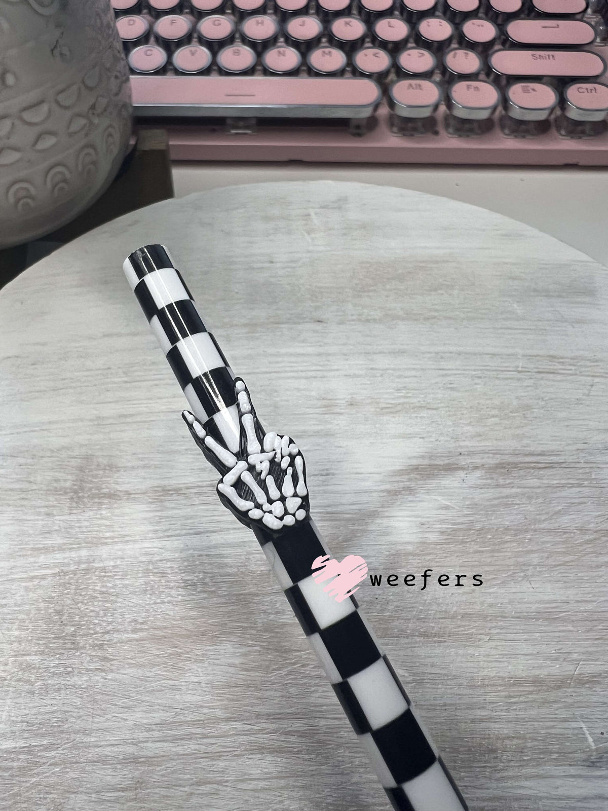 Skeleton Peace Sign Straw Topper Buddy Small Weefers