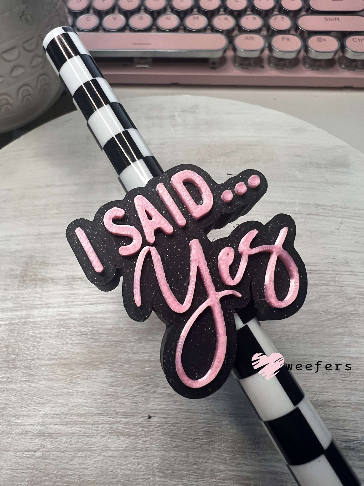 I Said Yes Engagement Photo Straw Topper Buddy Weefers