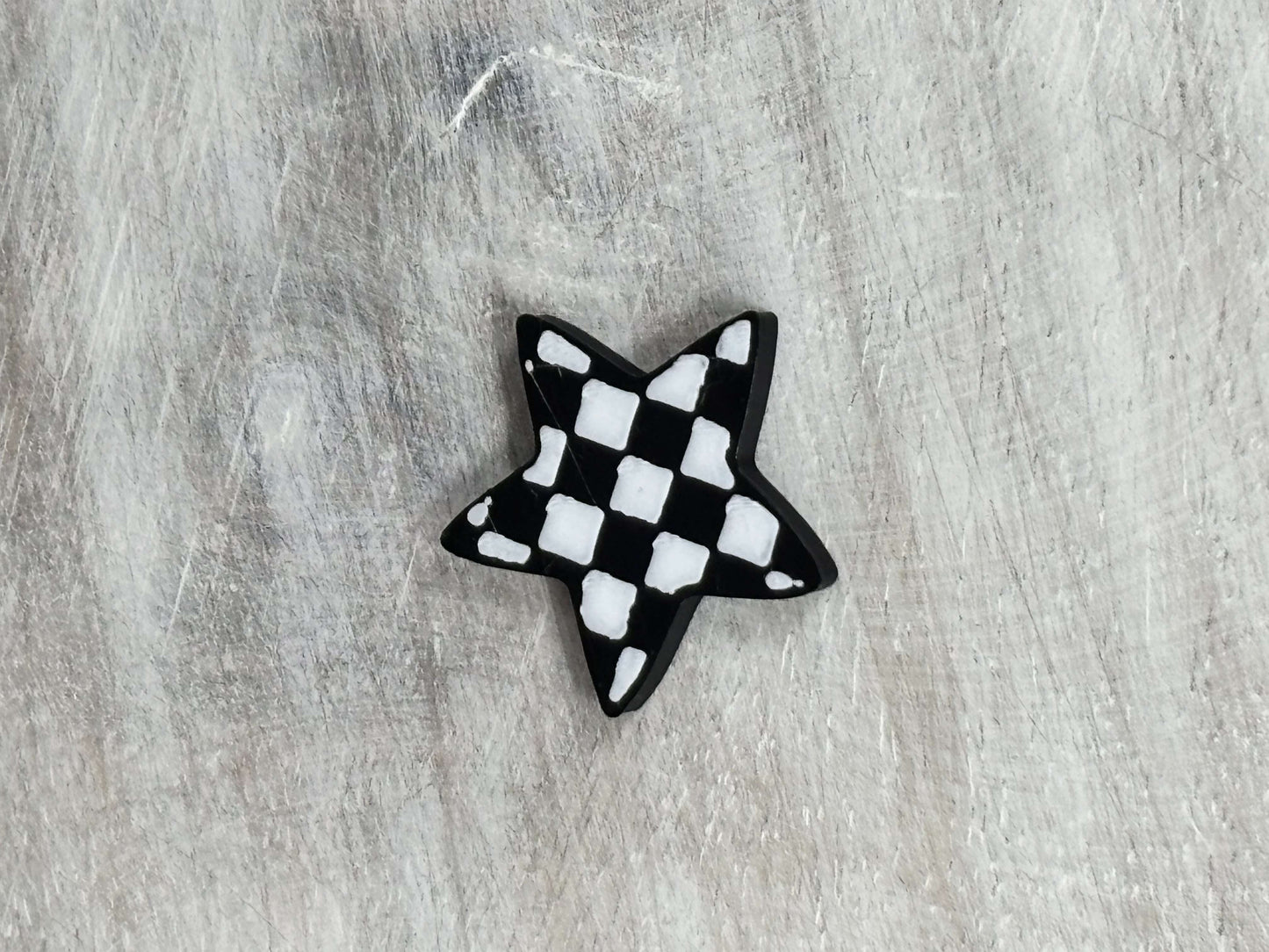 Checkered Star Black and White Flat Back Lid Charms Weefers