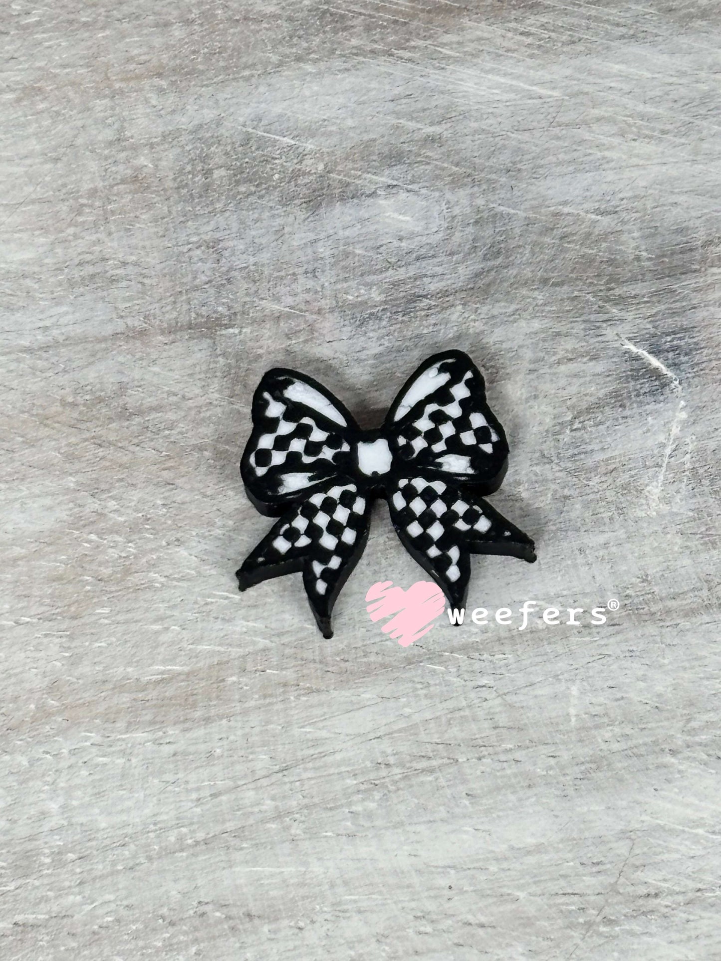 Racing Bow Flat Back Lid Charms - Black and White Weefers