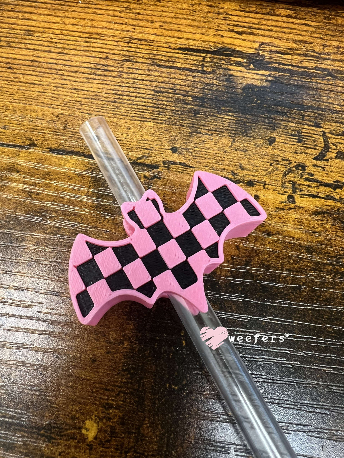 Checkered Bat Straw Topper Buddy Weefers