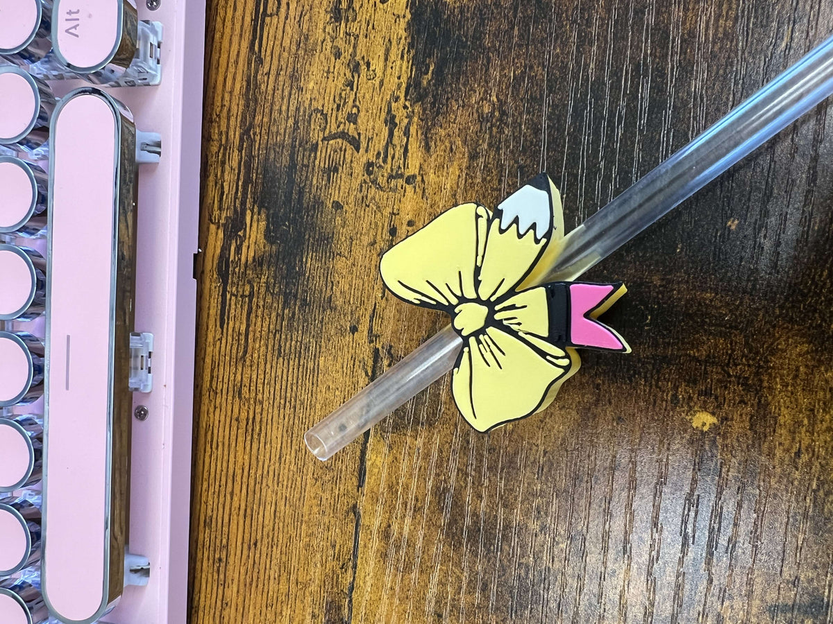 Teacher Bow Straw Topper Buddy Weefers