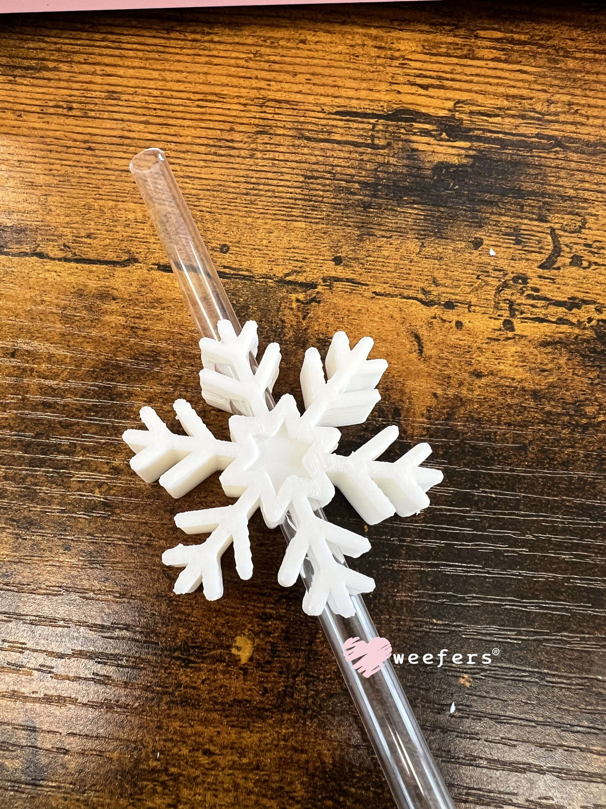White Snowflake Straw Topper Buddy Weefers