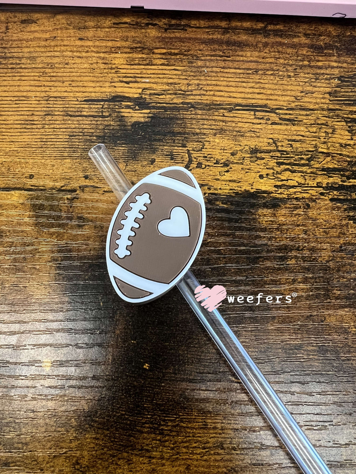 Football Heart Straw Topper Buddy Weefers