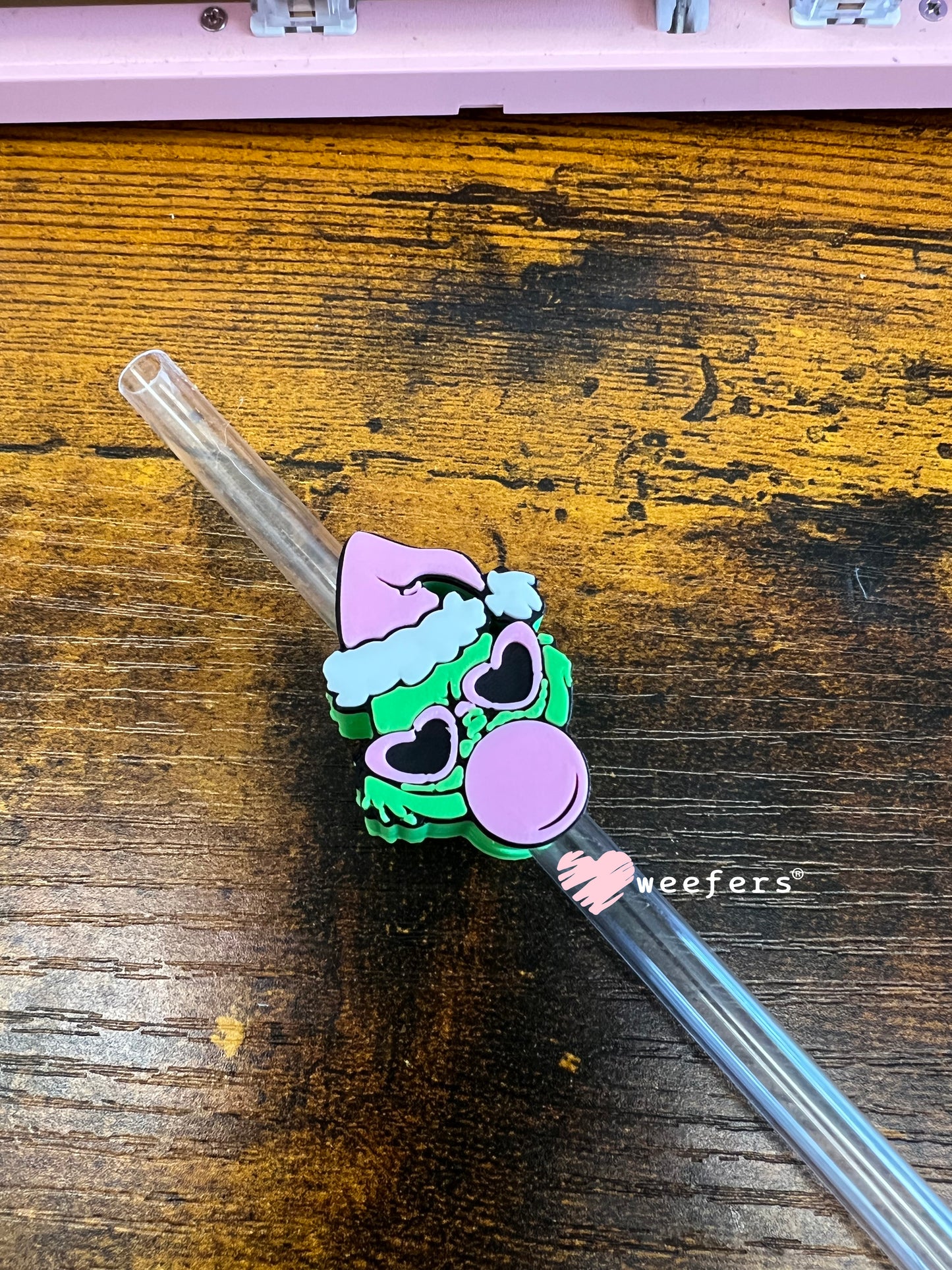 Green Grouch Guy Pink Bubble Straw Topper Buddy Weefers