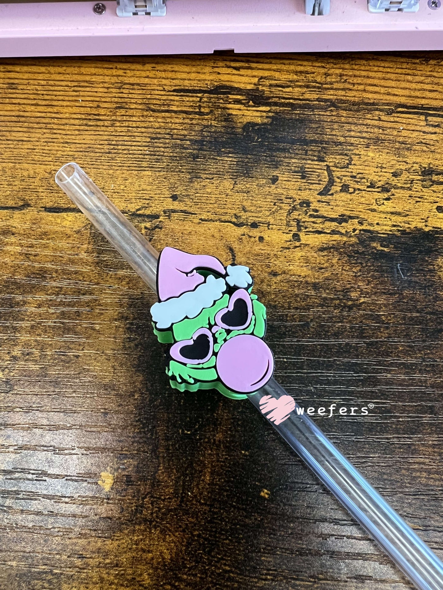 Green Grouch Guy Pink Bubble Straw Topper Buddy Weefers