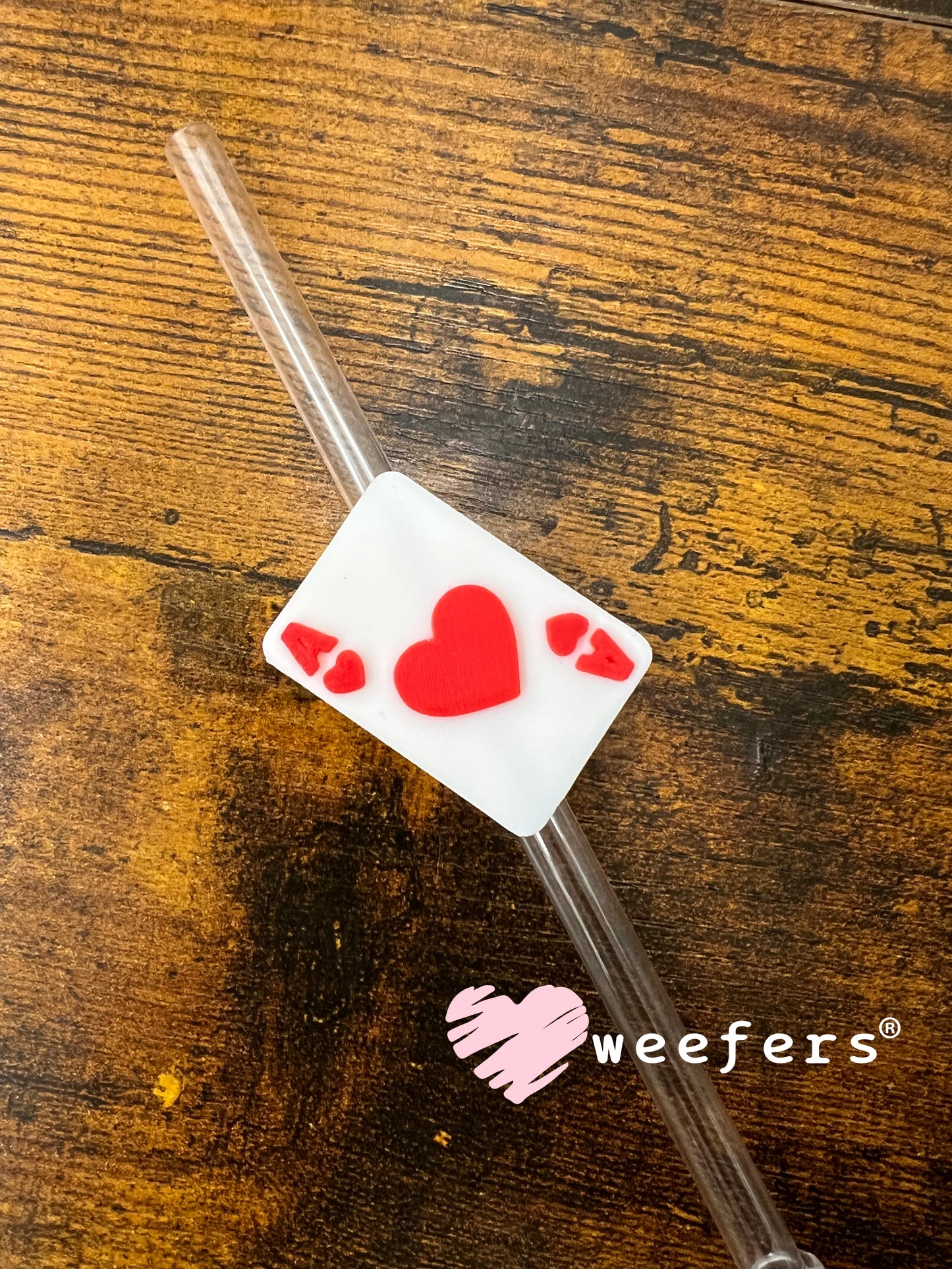 Red Ace of Hearts Card Straw Topper Buddy Weefers
