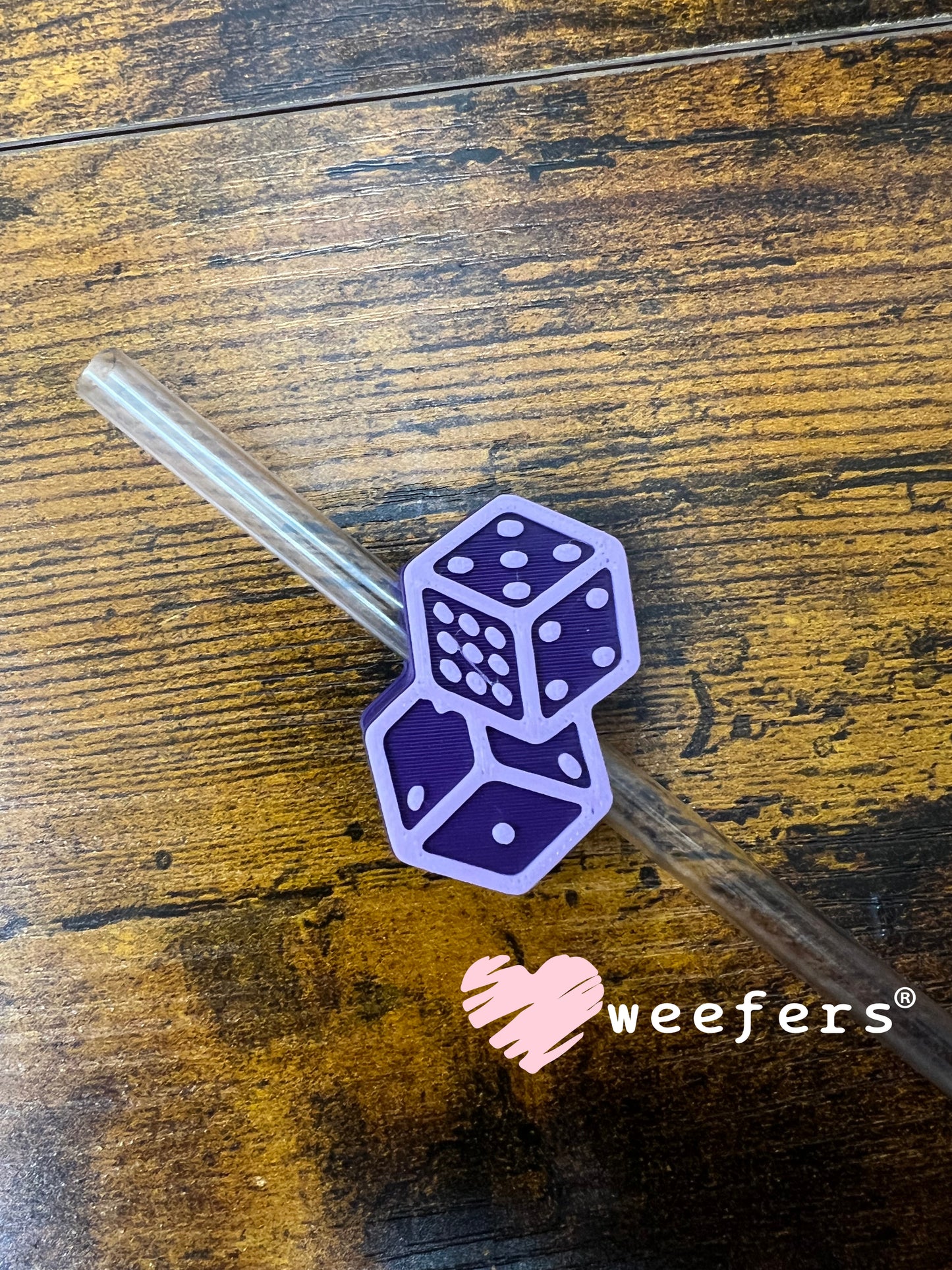 Purple Dice Straw Topper Buddy Weefers