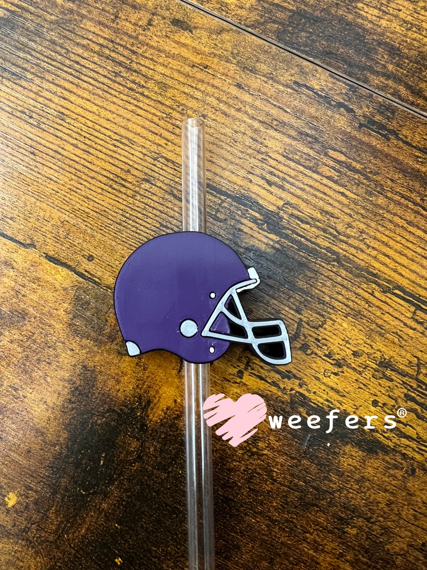 Purple Football Helmet Straw Topper Buddy Weefers