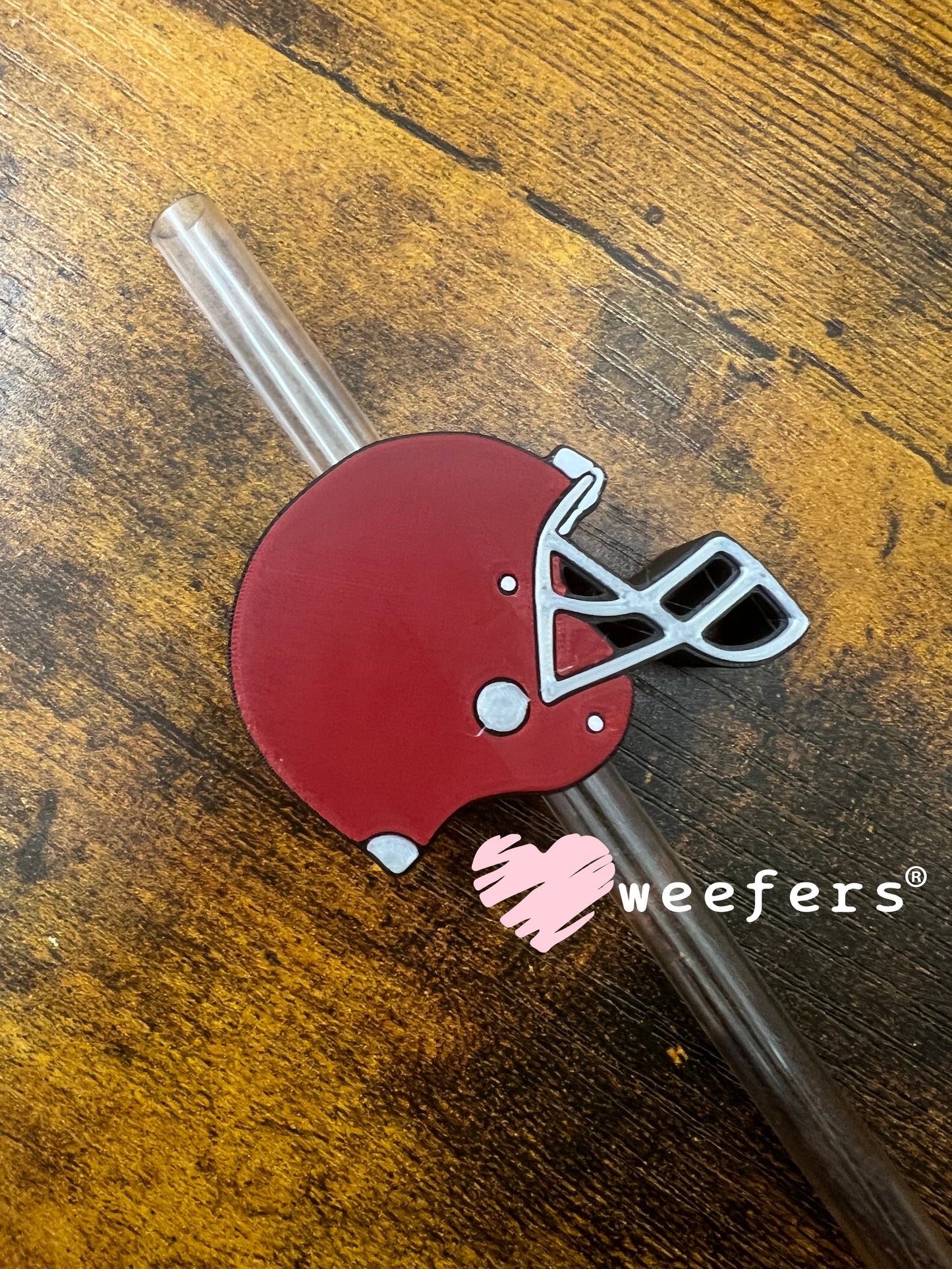 Maroon Football Helmet Straw Topper Buddy Weefers