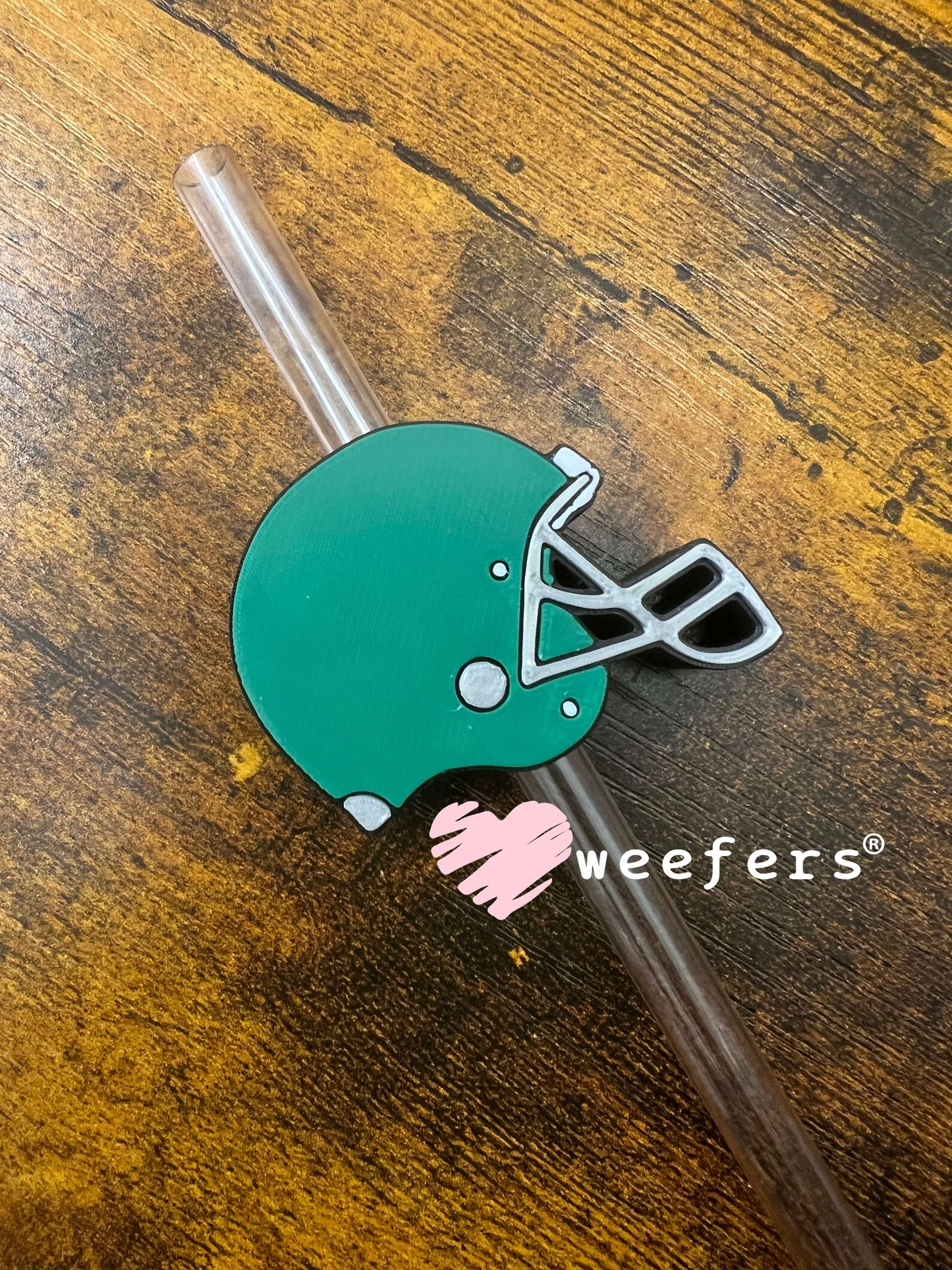 Green Football Helmet Straw Topper Buddy Weefers