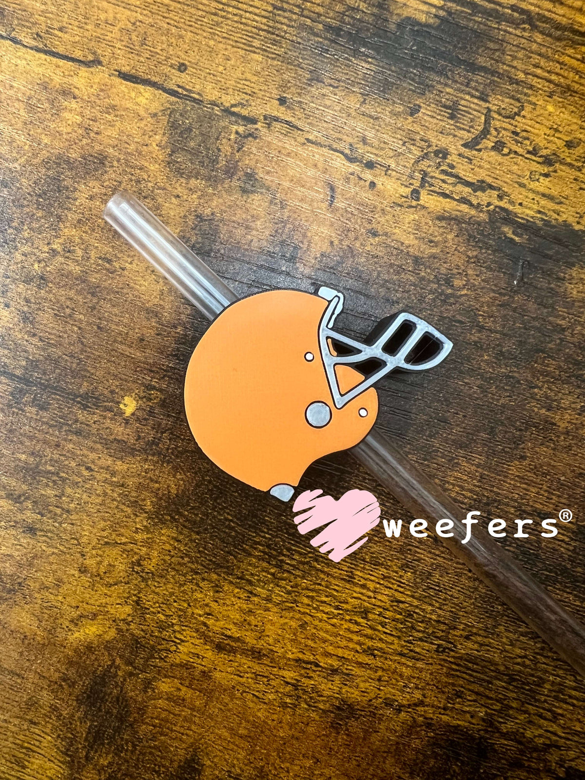 Orange Football Helmet Straw Topper Buddy Weefers