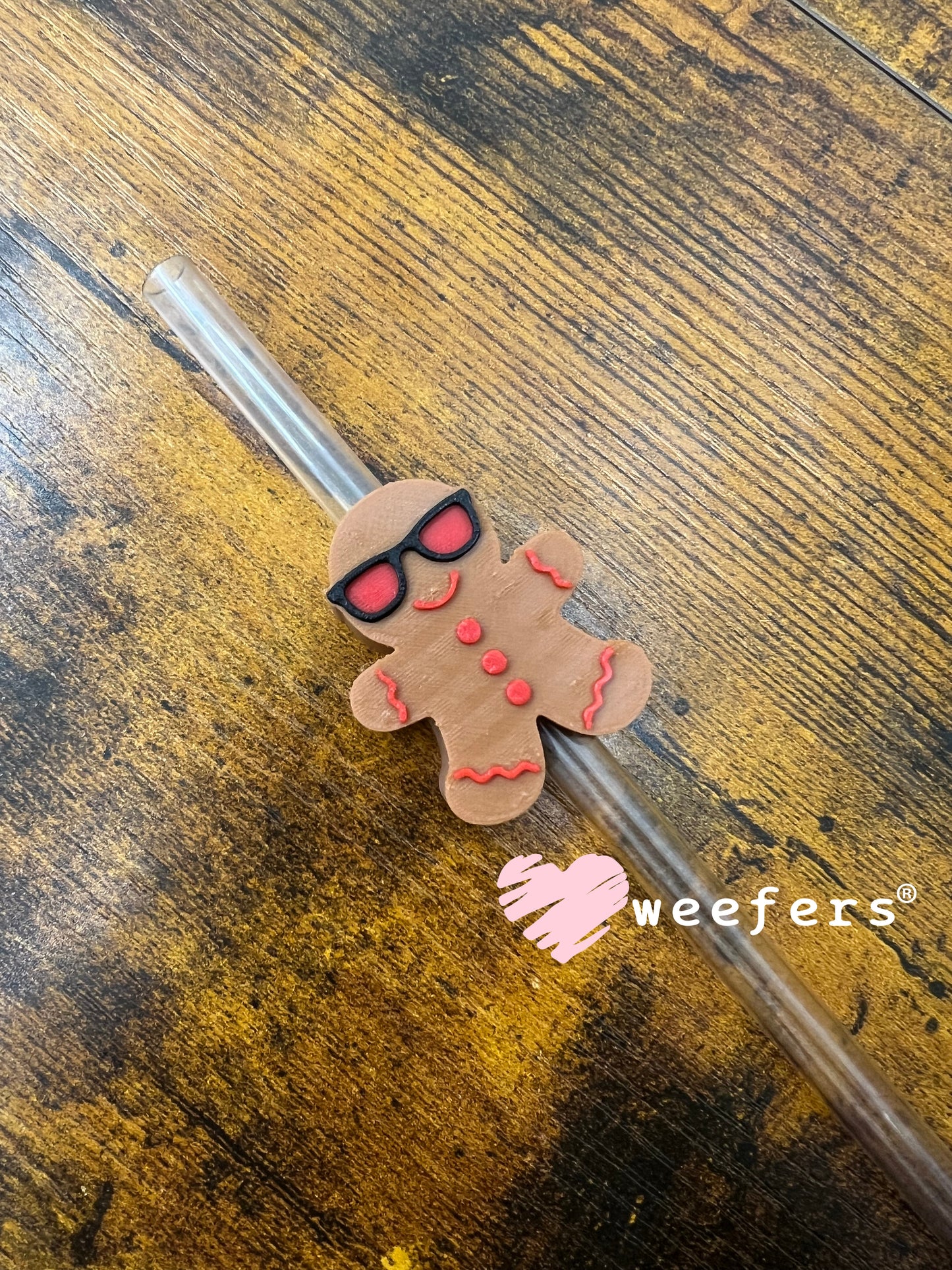 Sunglasses Red and Brown Gingerbread Straw Topper Buddy Weefers