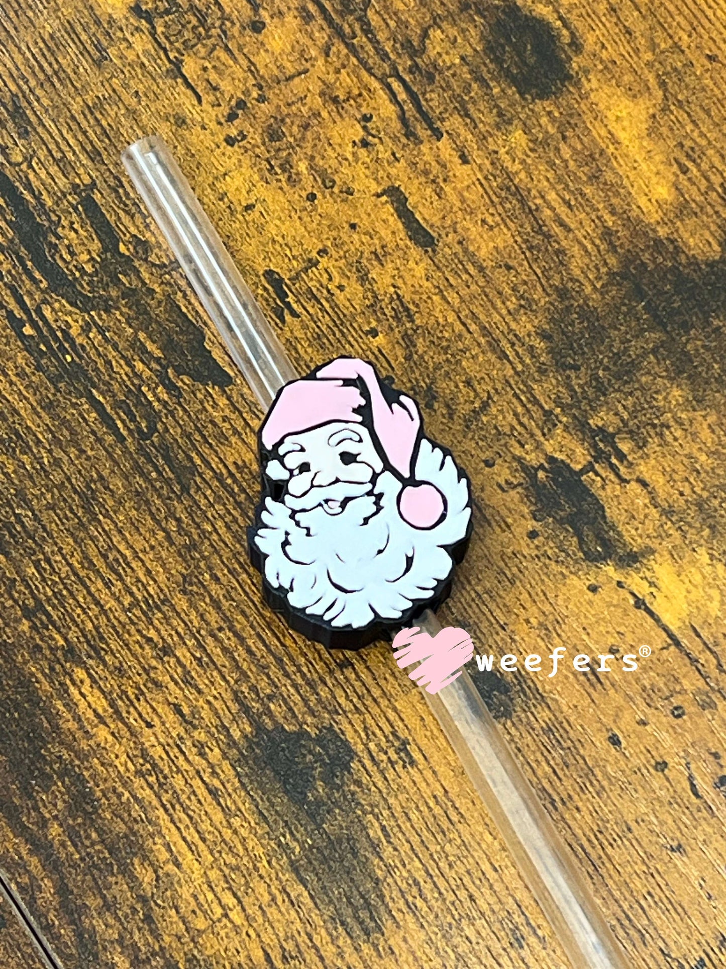 Pink Vintage Santa Straw Topper Buddy Weefers