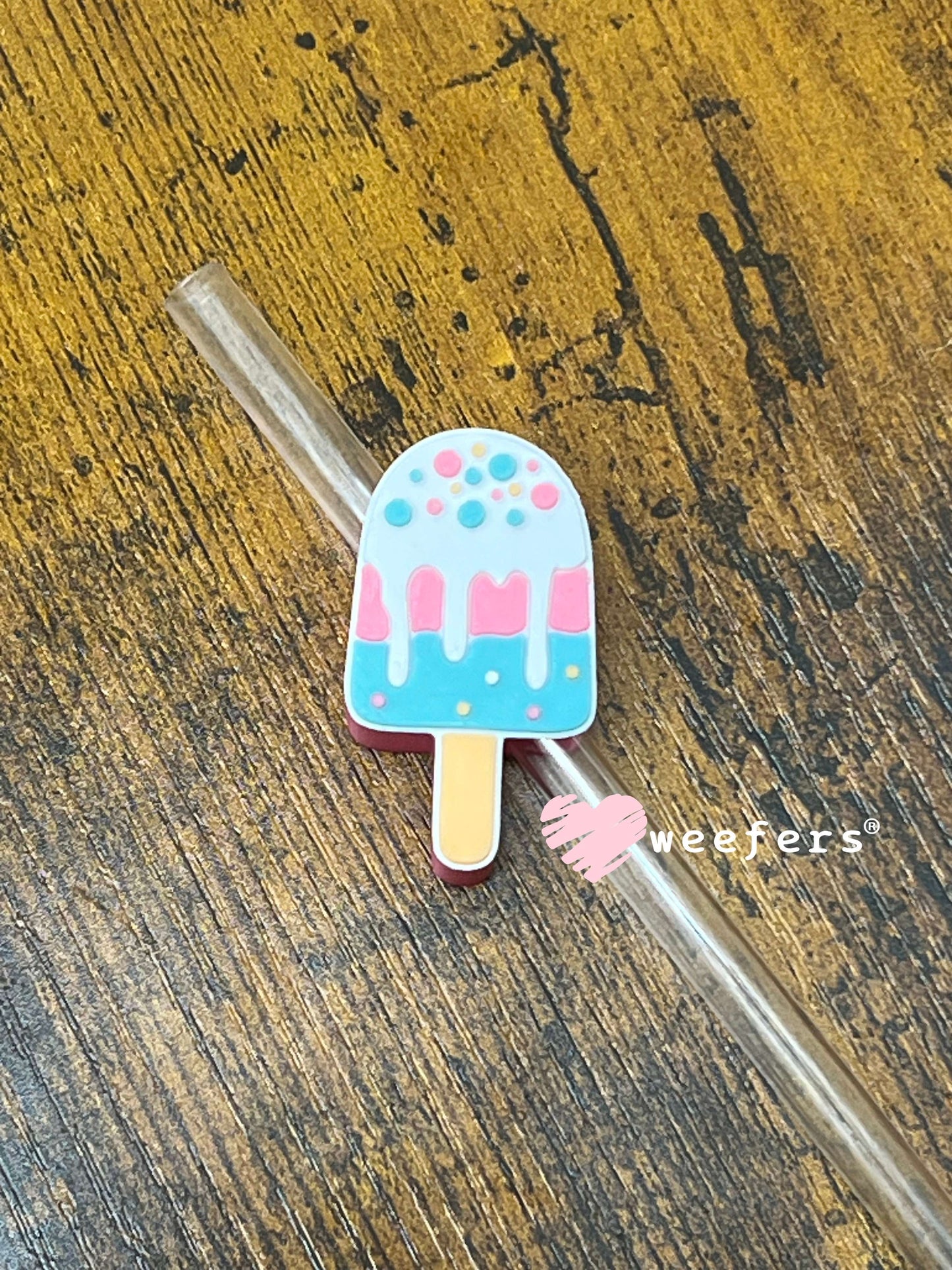 Blue and Pink Popsicle Straw Topper Buddy Weefers